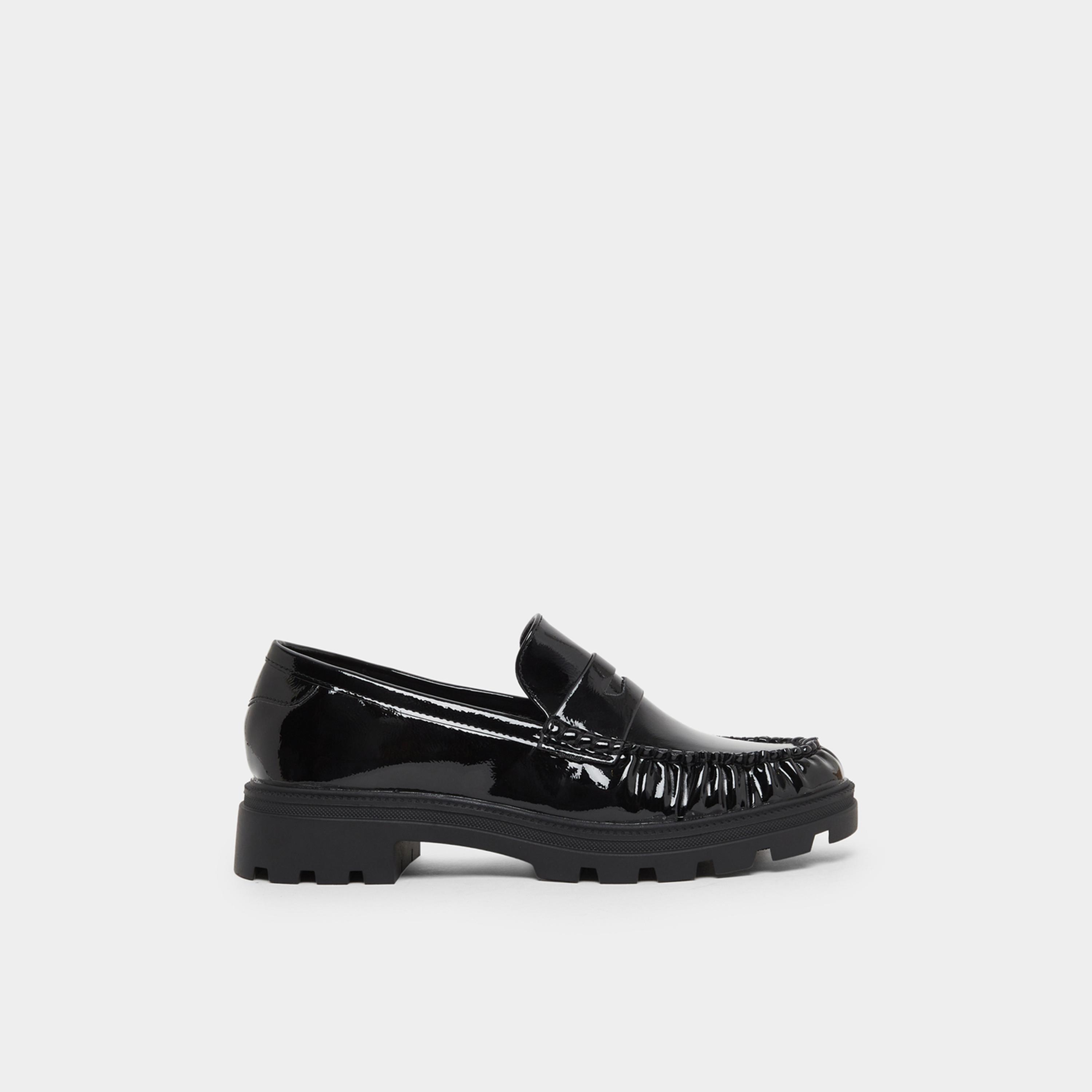 Styli Womens Black Patent Leather Loafers-women-shoes-flats-loafers-image-2