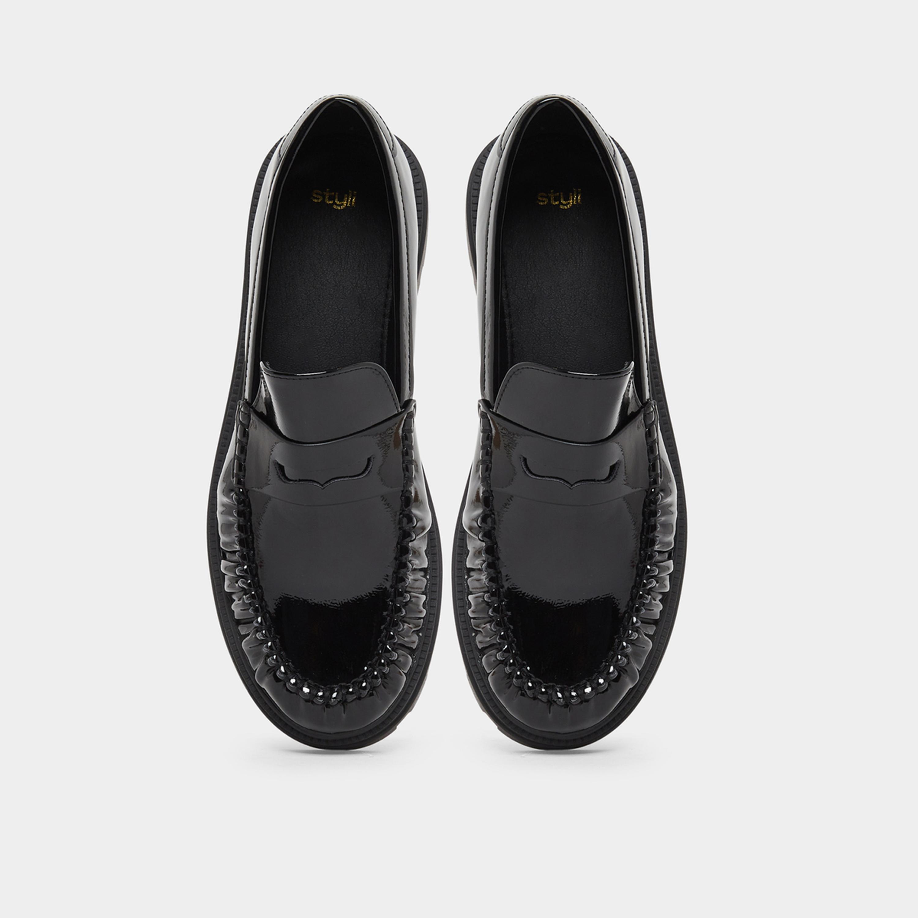 Styli Womens Black Patent Leather Loafers-women-shoes-flats-loafers-image-3