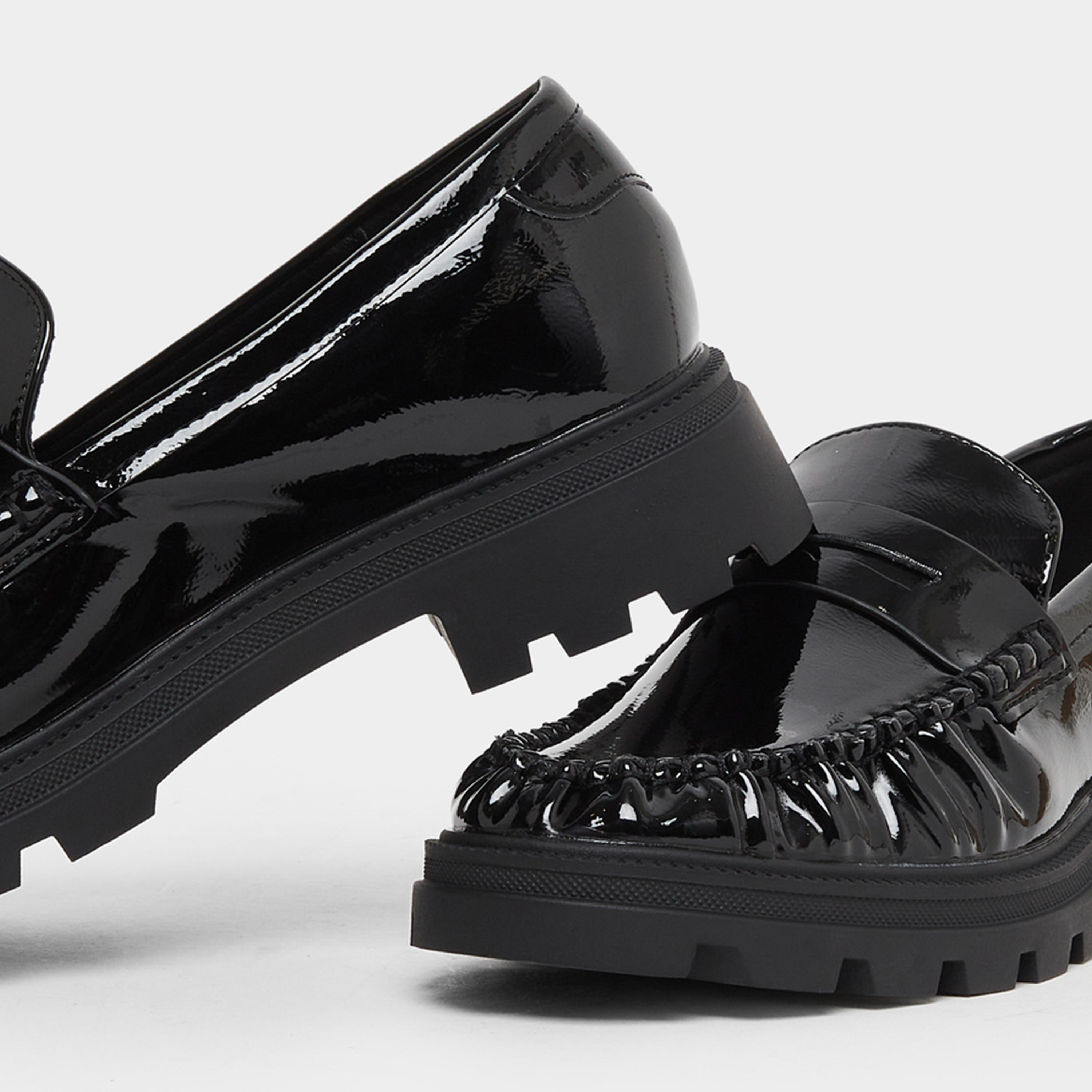 Styli Womens Black Patent Leather Loafers-women-shoes-flats-loafers-image-4