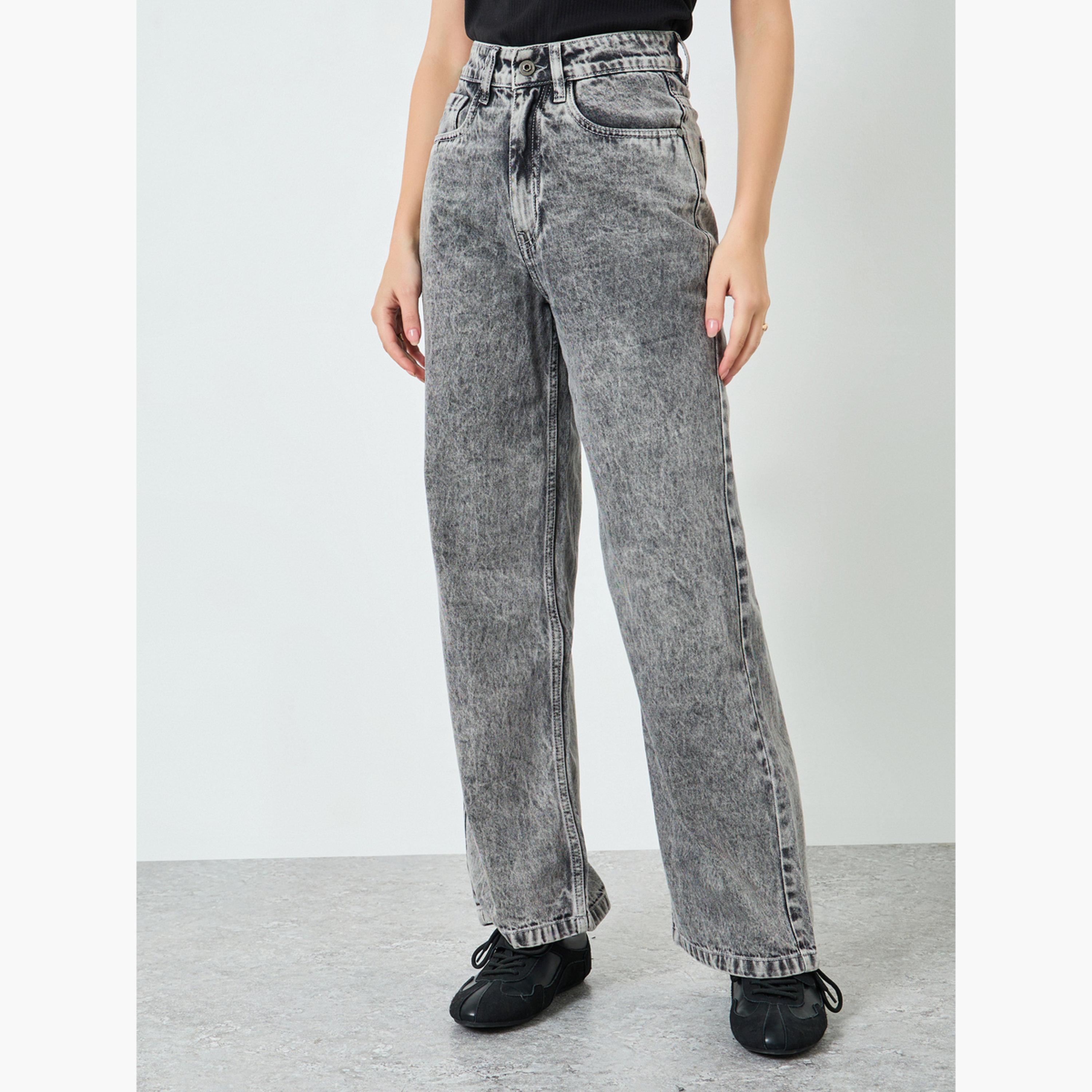 جينز بخصر عالي وأرجل واسعة-women-clothing-bottoms-jeans-image-1