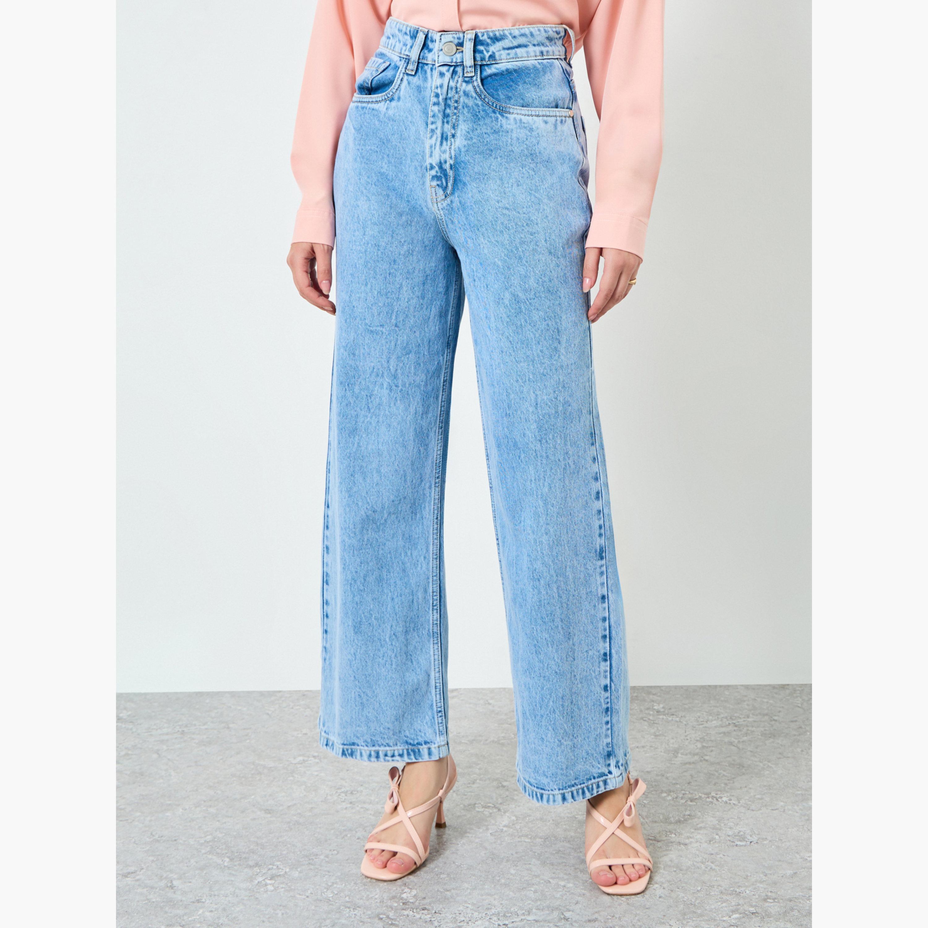 بنطال جينز بخصر مرتفع وساق واسعة أزرق-women-clothing-bottoms-jeans-image-1
