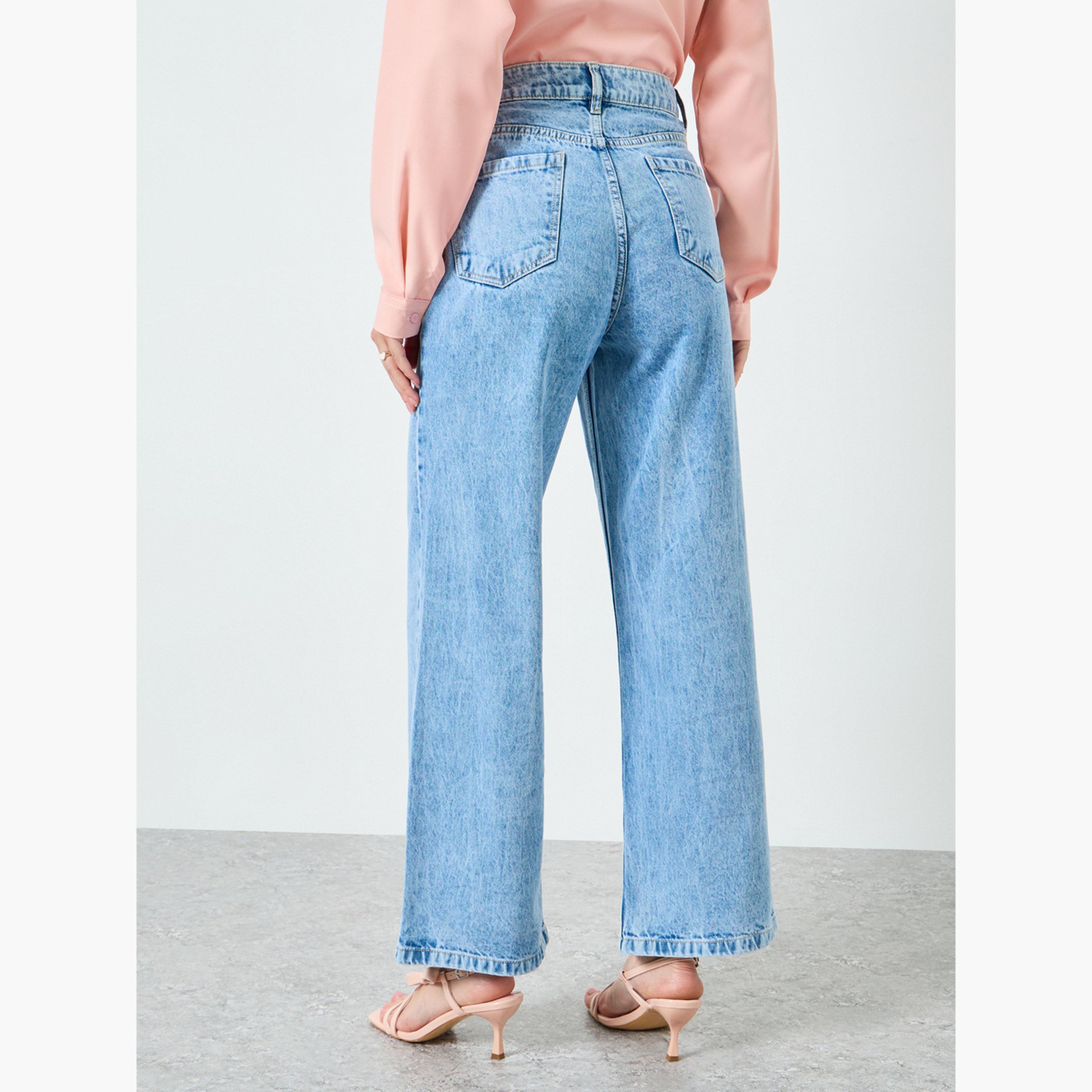 Styli Women Blue High Rise Wide Leg Jeans-women-clothing-bottoms-jeans-image-3