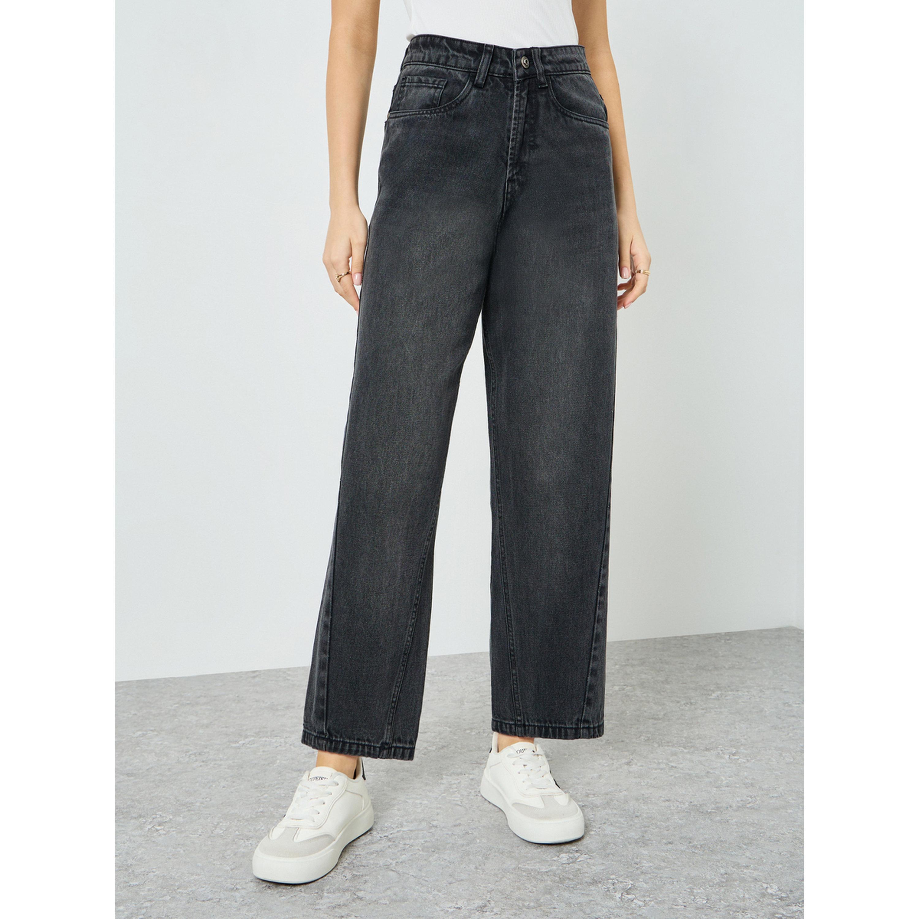 Styli Women Black High Rise Relaxed Fit Jeans-women-clothing-bottoms-jeans-image-1