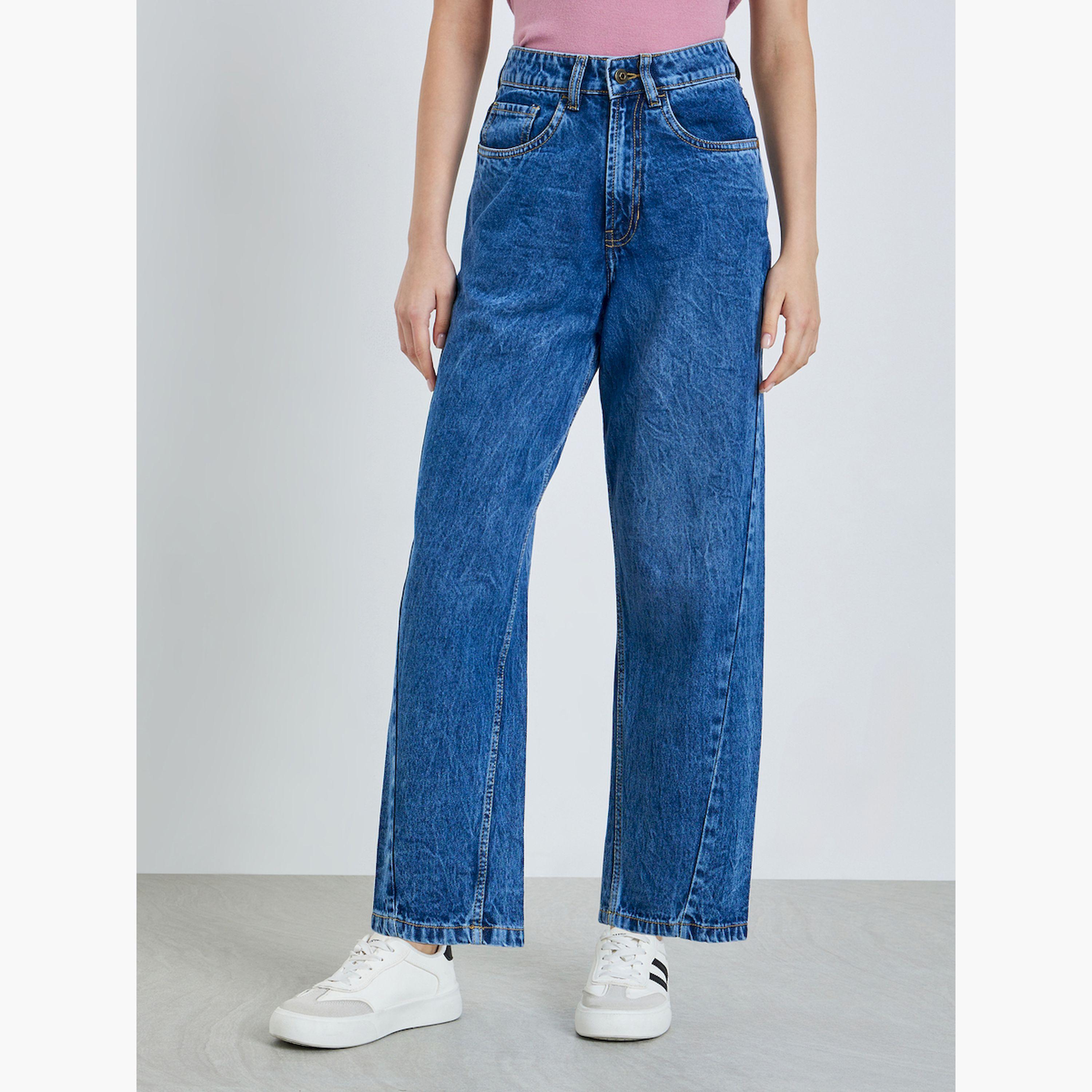 جينز باهت قصة بارل بخصر مرتفع-women-clothing-bottoms-jeans-image-1
