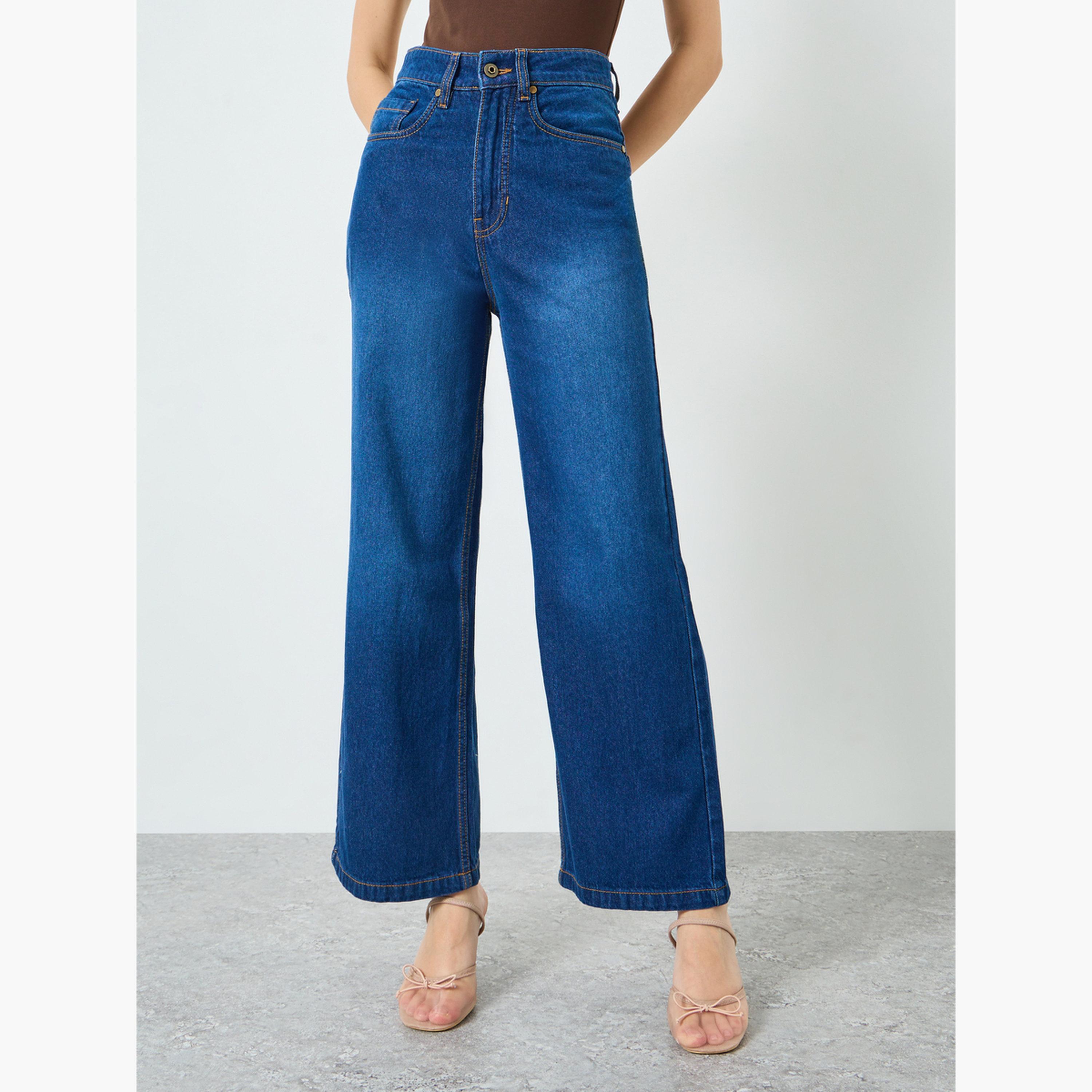 بنطال جينز بخصر مرتفع وساق واسعة أزرق-women-clothing-bottoms-jeans-image-1