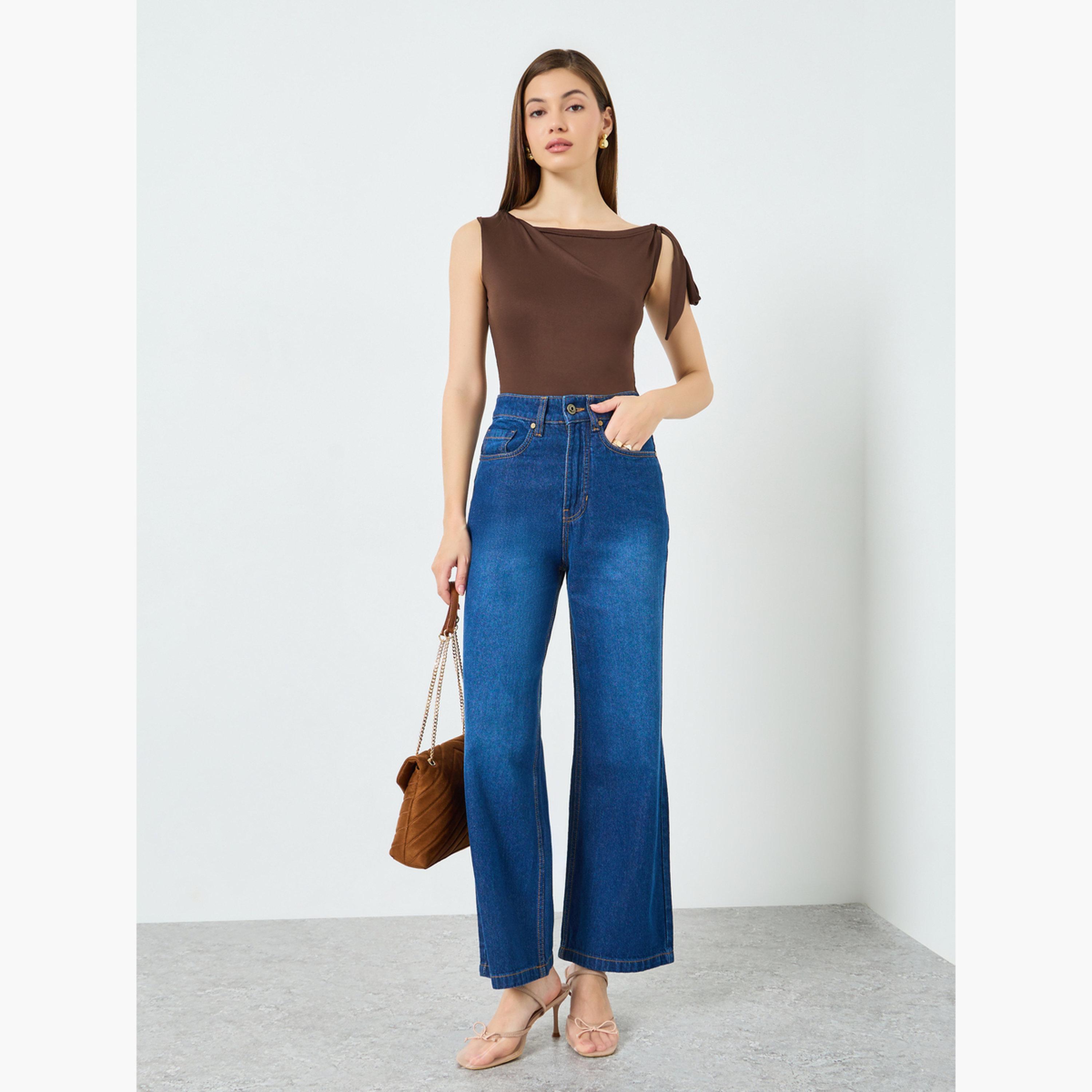 بنطال جينز بخصر مرتفع وساق واسعة أزرق-women-clothing-bottoms-jeans-image-2