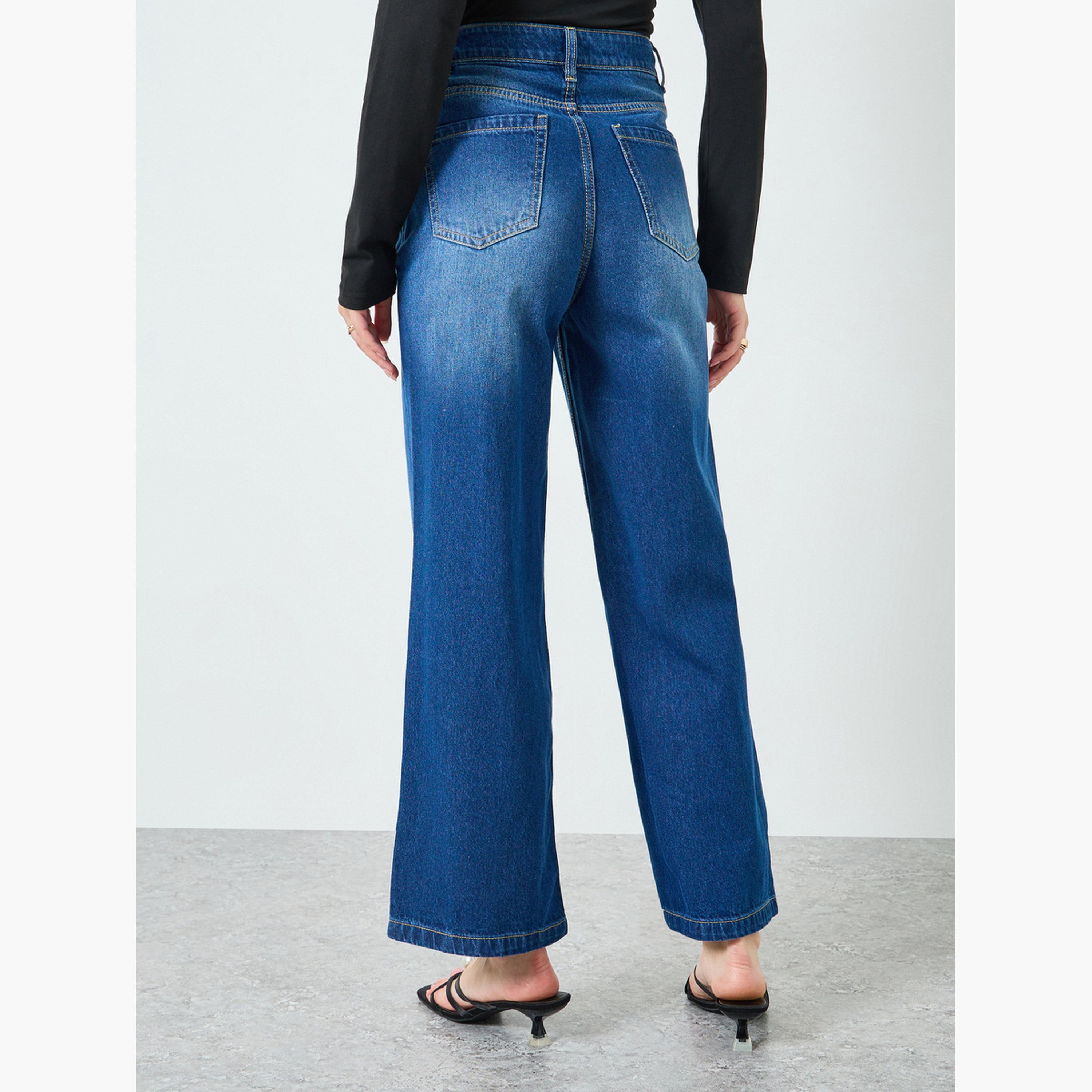 بنطال جينز بخصر مرتفع وساق واسعة أزرق-women-clothing-bottoms-jeans-image-3