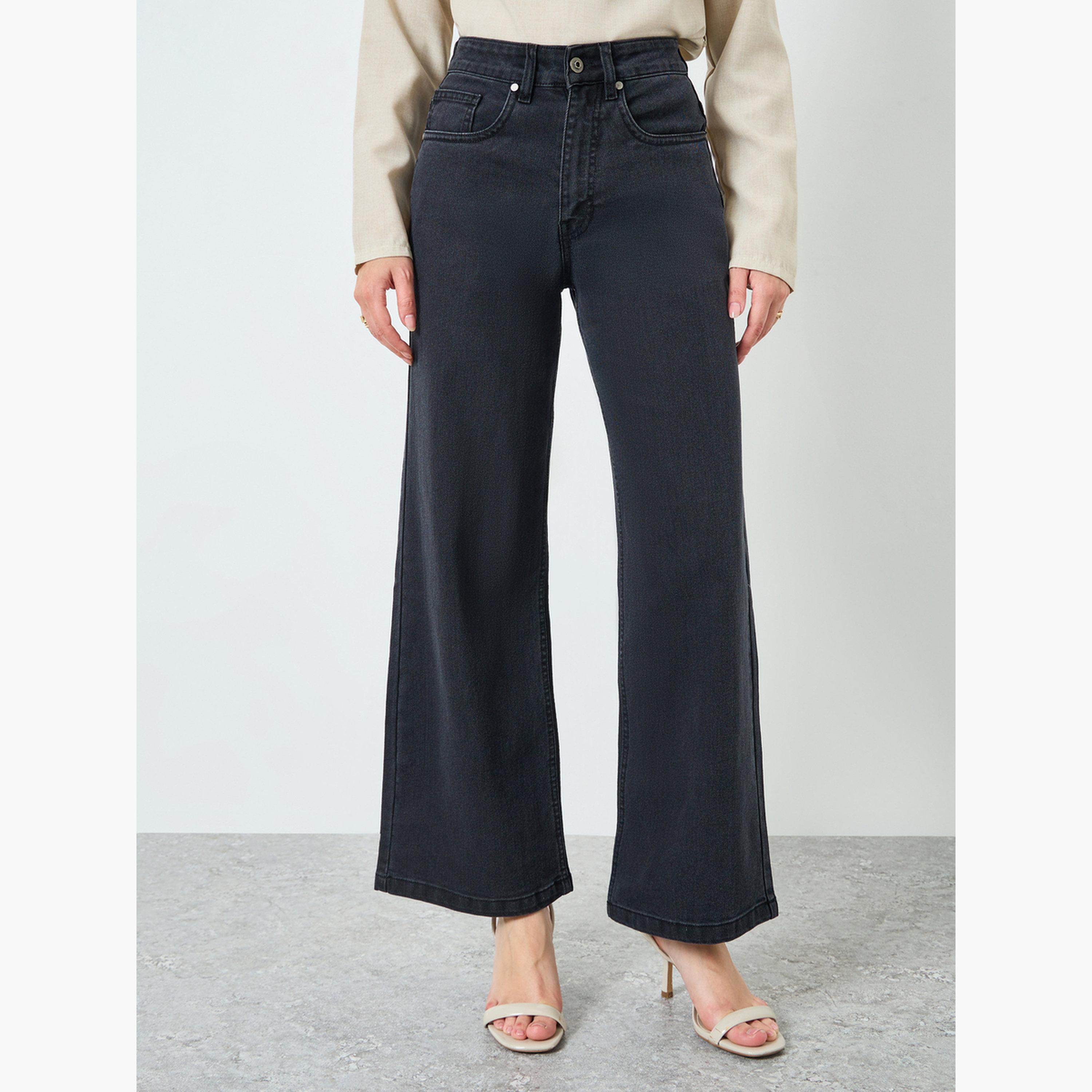 Styli Women Black Wide Leg Jeans-women-clothing-bottoms-jeans-image-1