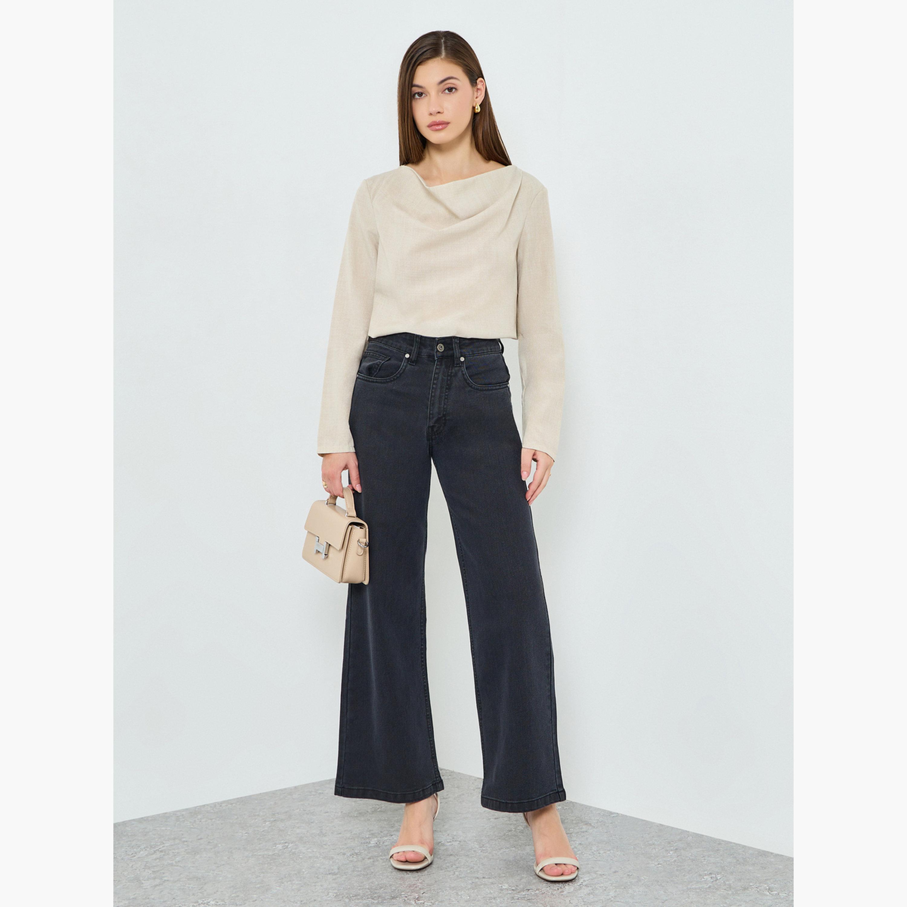 Styli Women Black Wide Leg Jeans-women-clothing-bottoms-jeans-image-2