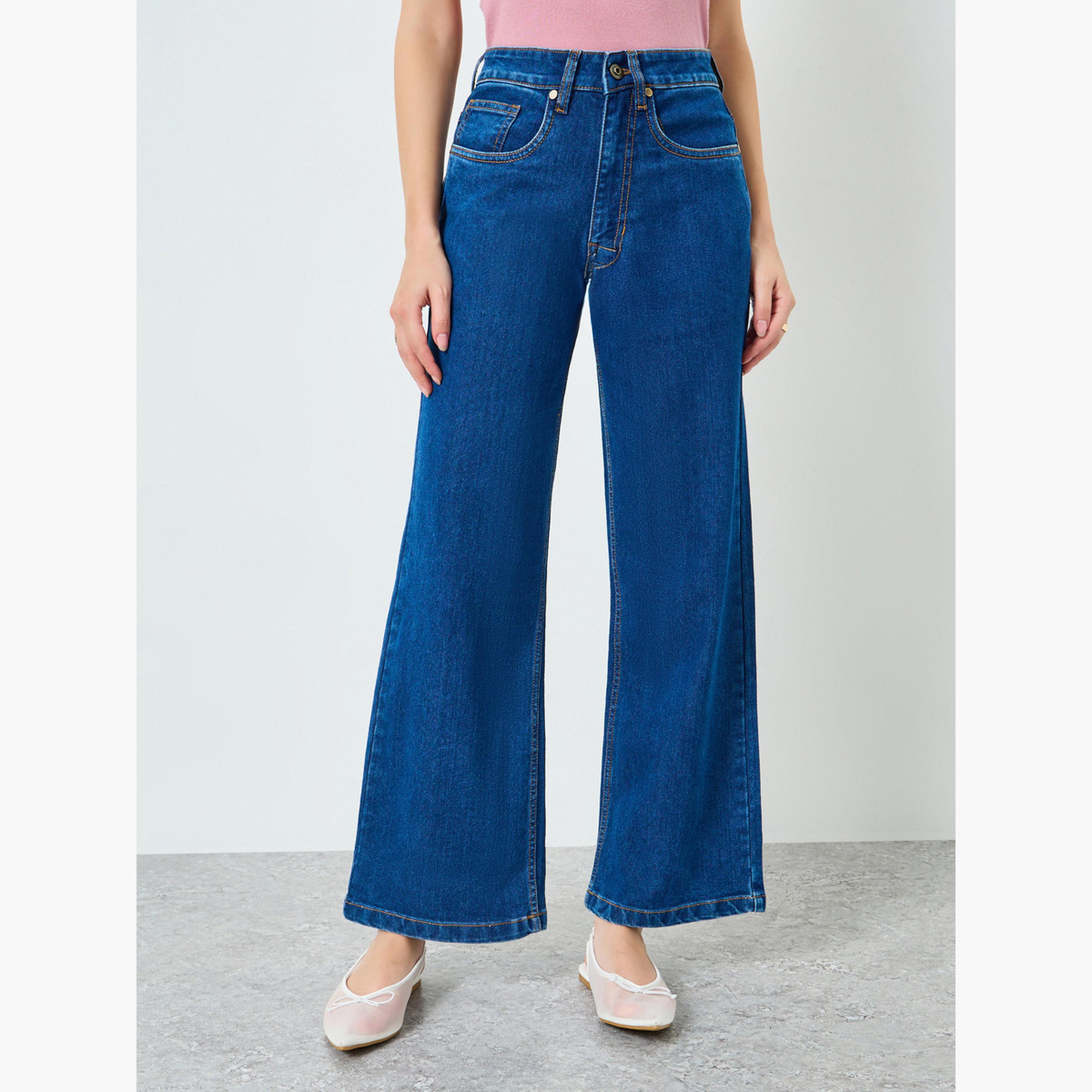 Styli Women Blue Mid Rise Wide Leg Jeans-women-clothing-bottoms-jeans-image-1