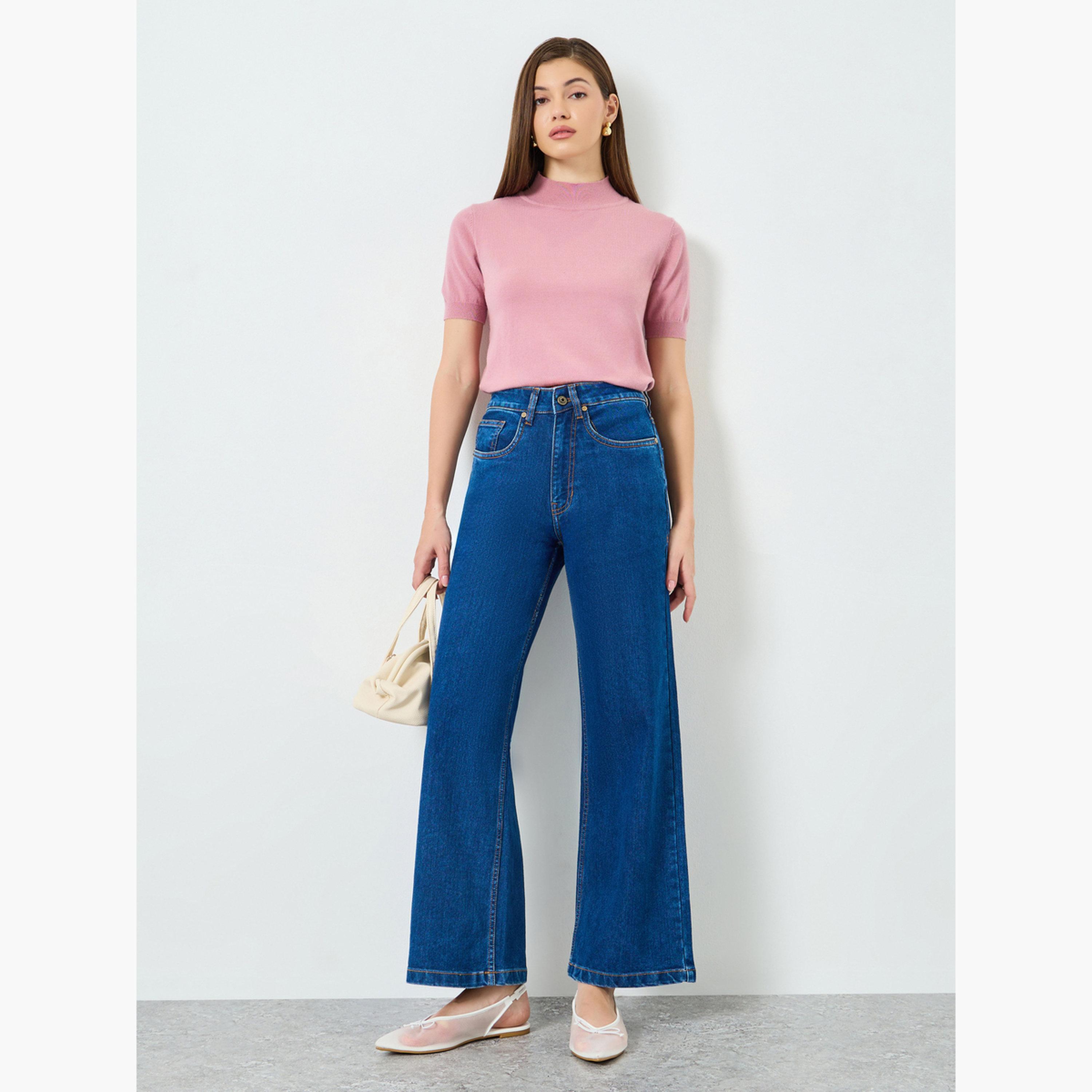 بنطال جينز بخصر متوسط وساق واسعة أزرق-women-clothing-bottoms-jeans-image-2