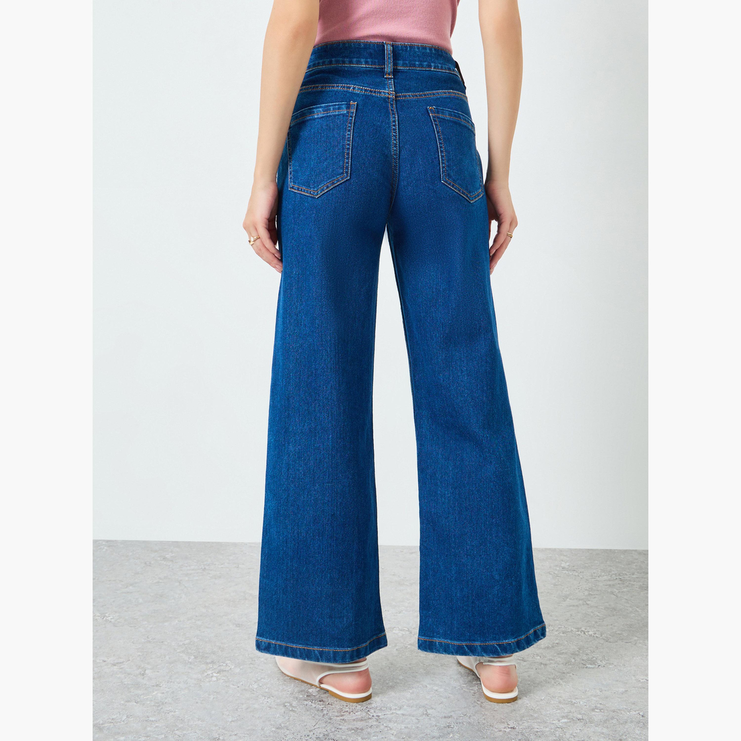 بنطال جينز بخصر متوسط وساق واسعة أزرق-women-clothing-bottoms-jeans-image-3