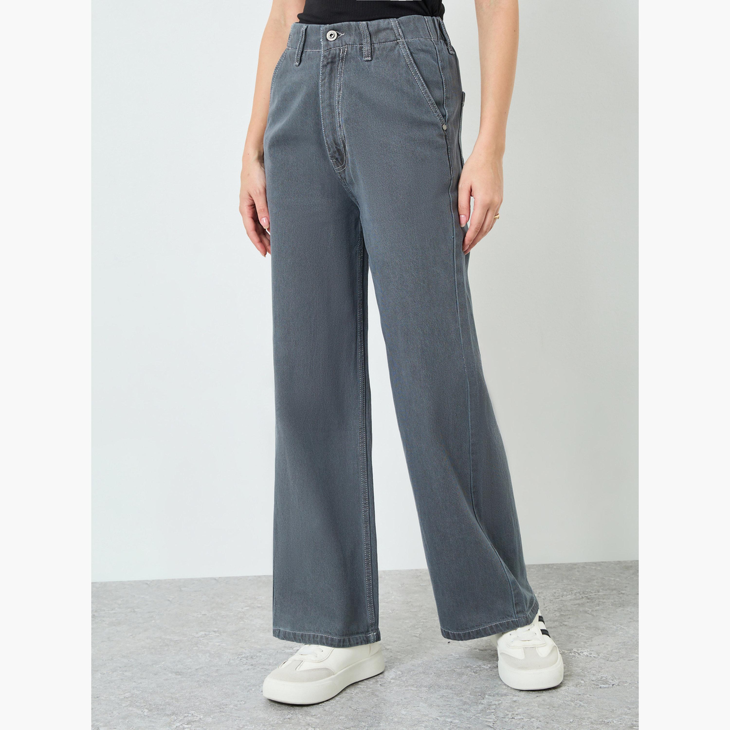 جينز بخصر عالي وأرجل واسعة-women-clothing-bottoms-jeans-image-1
