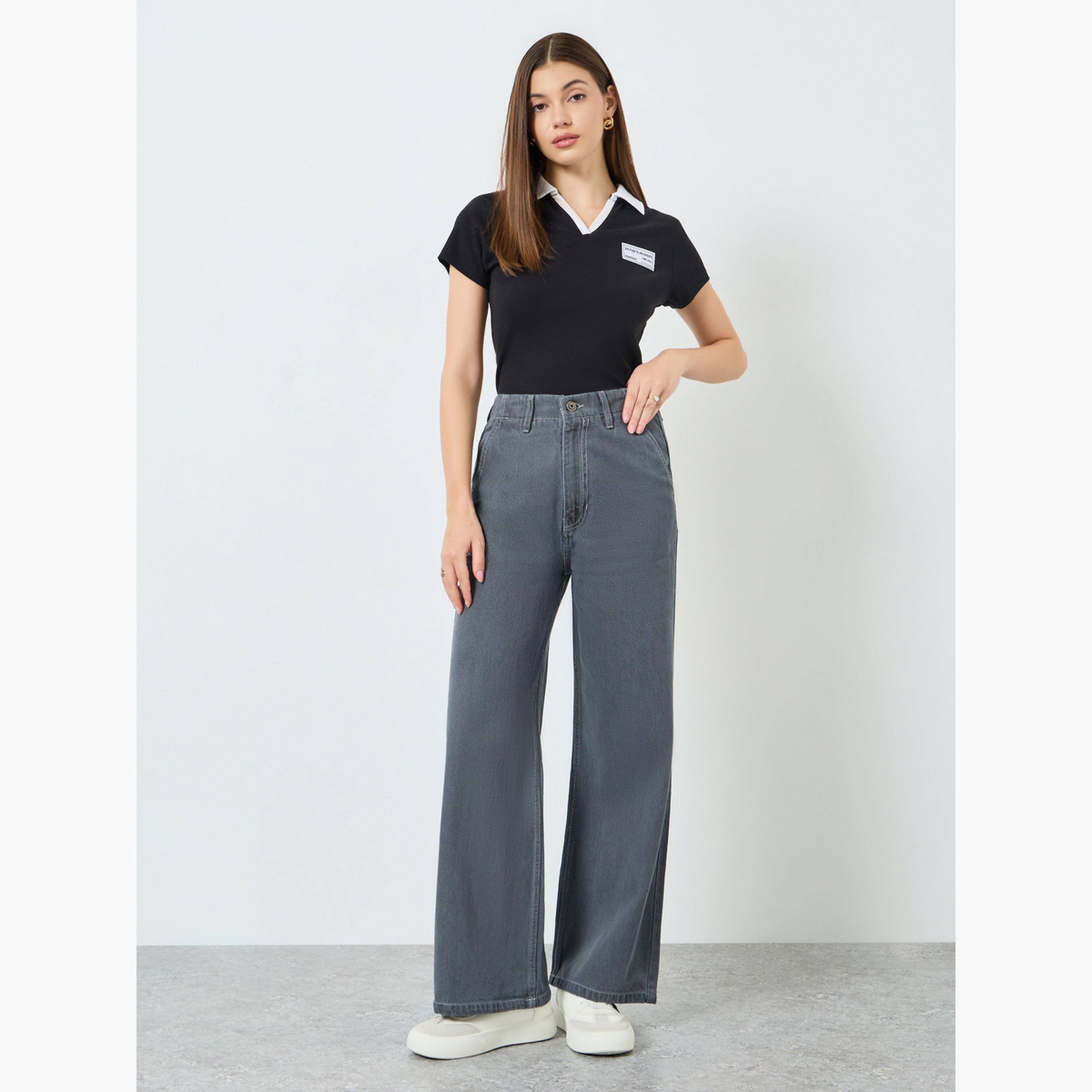 جينز بخصر عالي وأرجل واسعة-women-clothing-bottoms-jeans-image-2