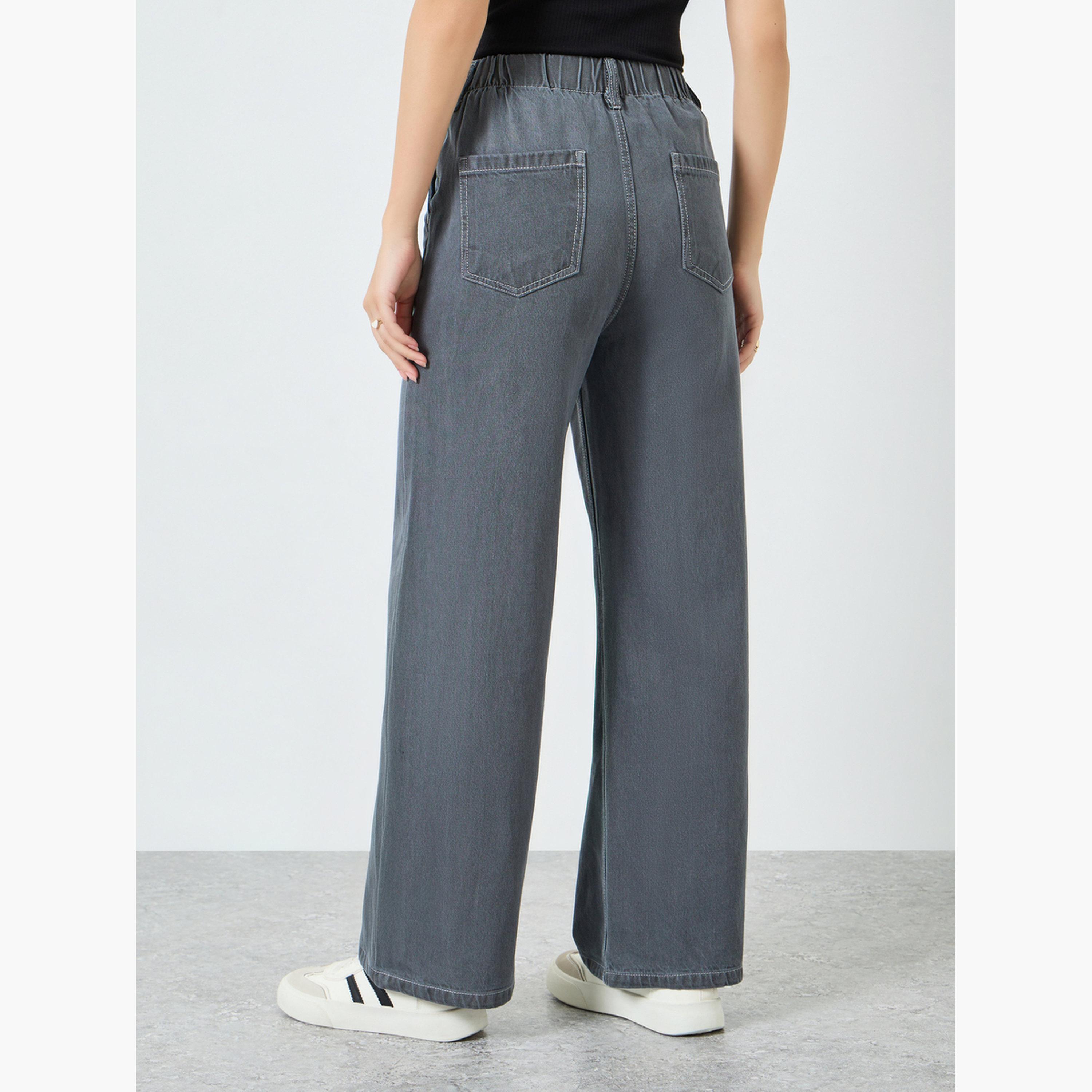 جينز بخصر عالي وأرجل واسعة-women-clothing-bottoms-jeans-image-4