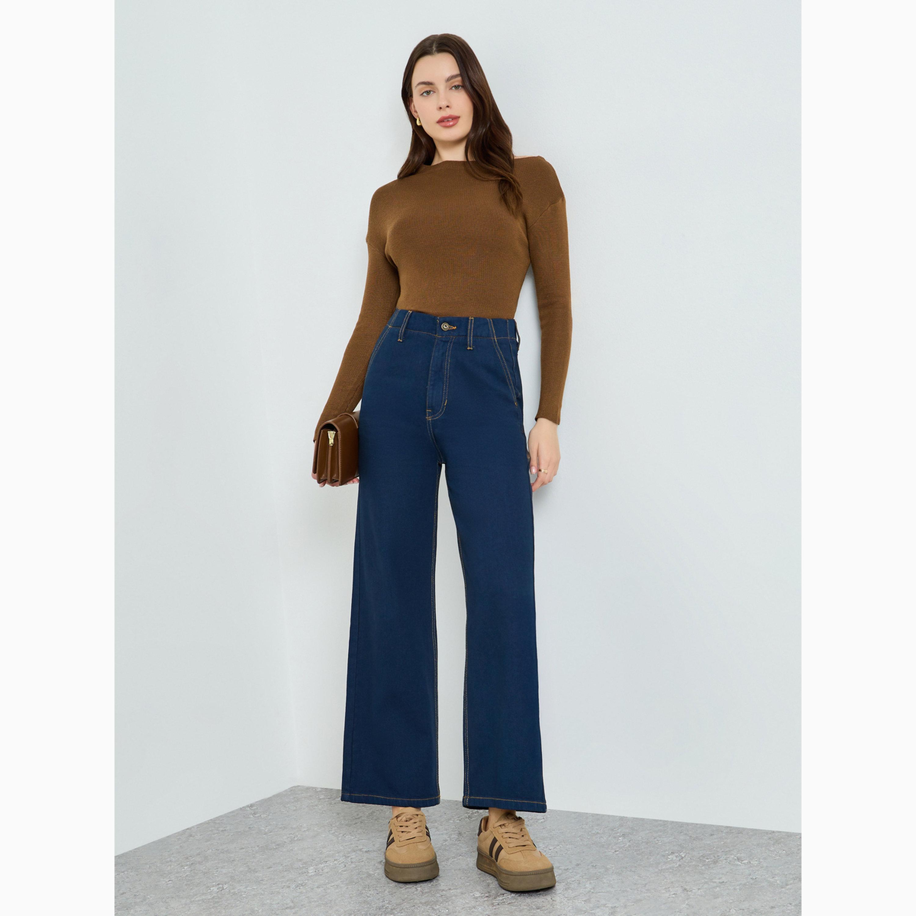 بنطال جينز بخصر مرتفع وأرجل واسعة للنساء-women-clothing-bottoms-jeans-image-2