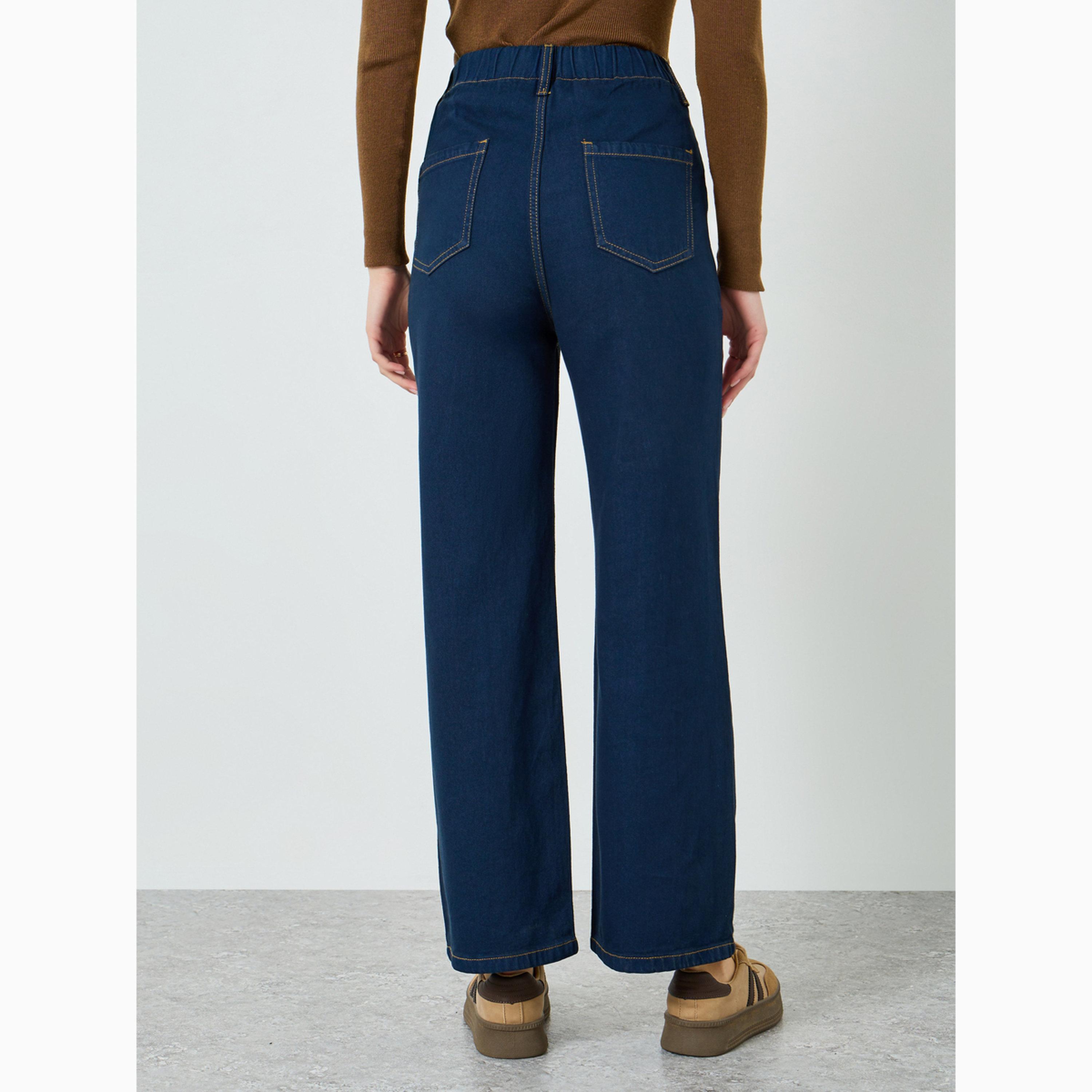 بنطال جينز بخصر مرتفع وأرجل واسعة للنساء-women-clothing-bottoms-jeans-image-4