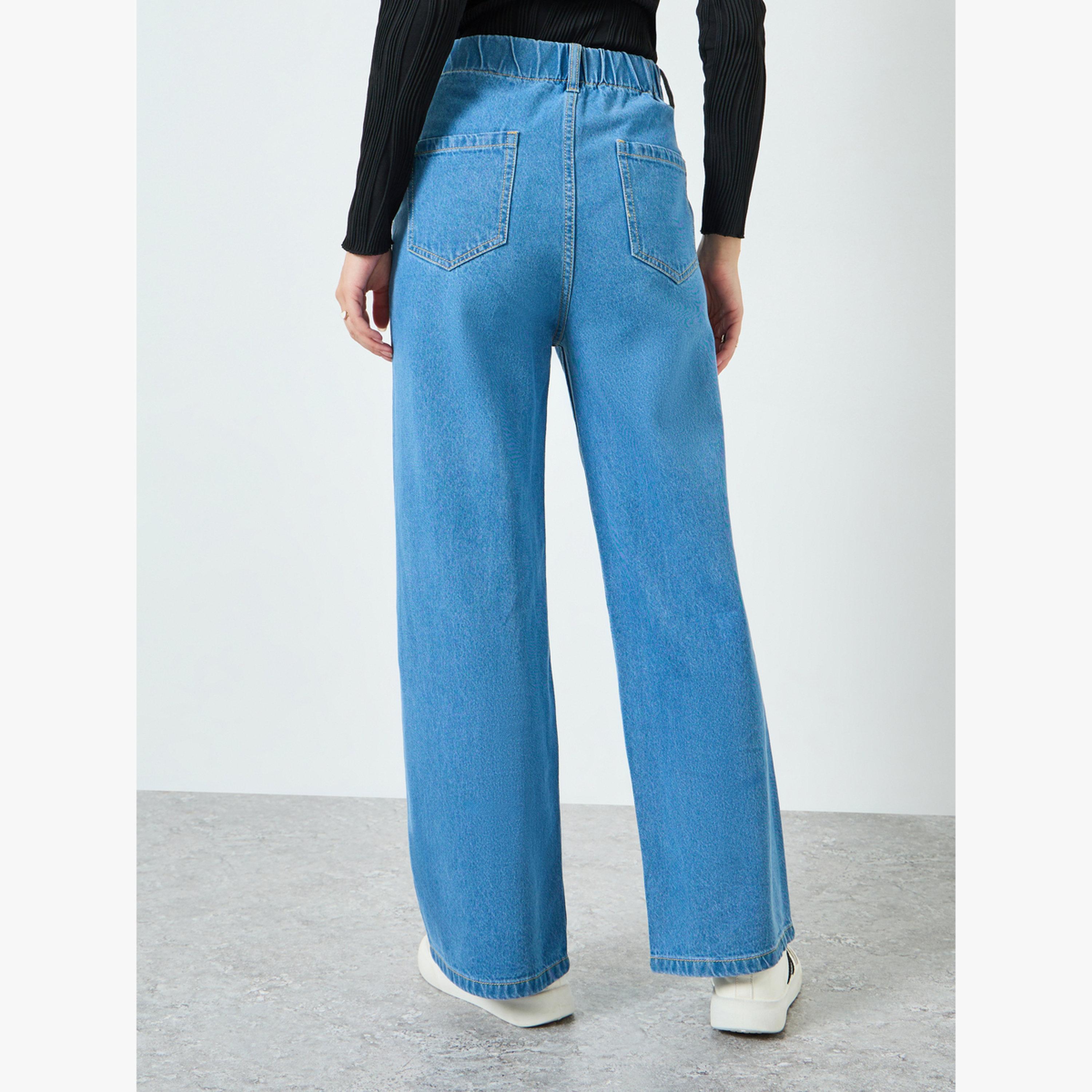 جينز بخصر مرتفع وأرجل واسعة-women-clothing-bottoms-jeans-image-4