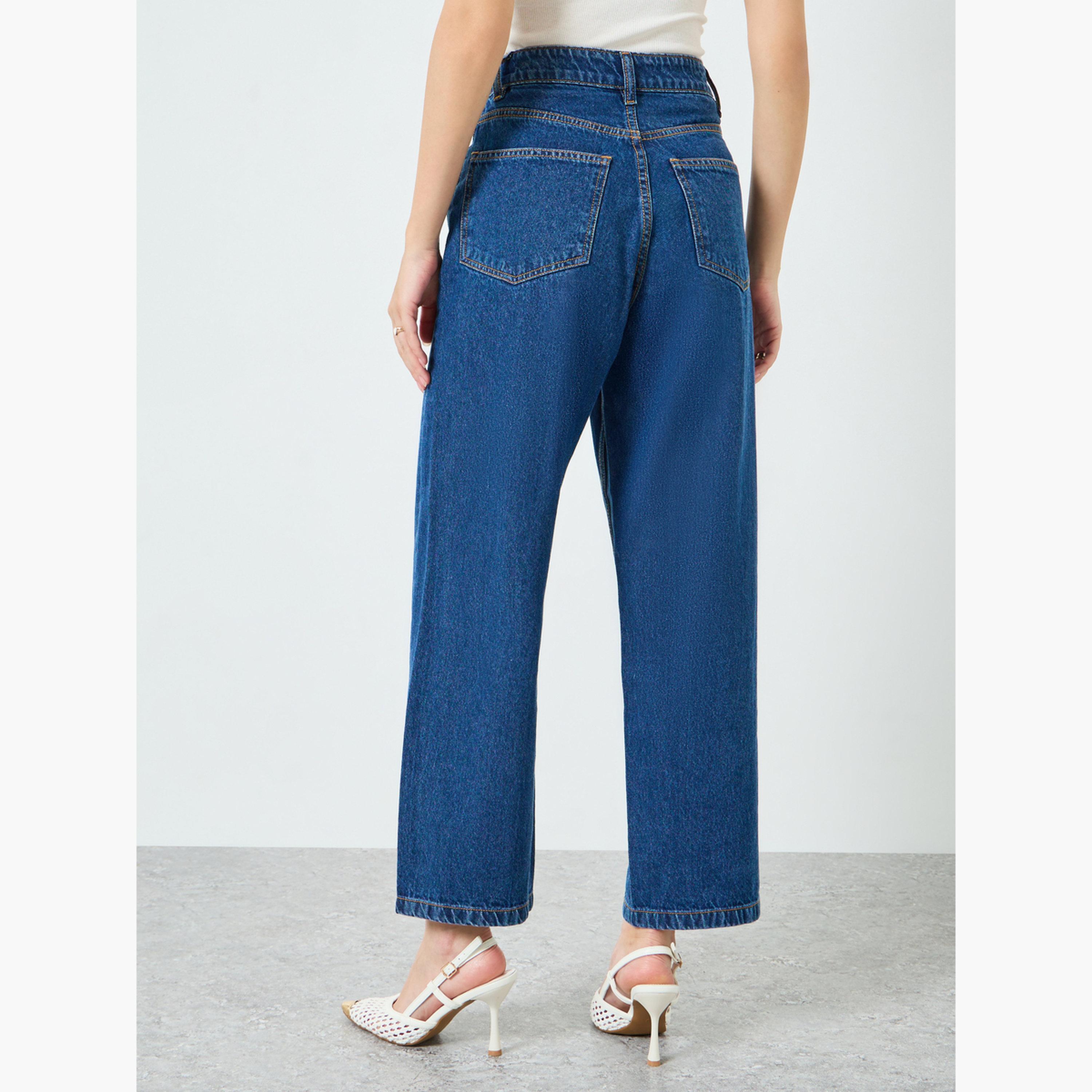 Styli Women Dark Blue High Rise Relaxed Fit Jeans-women-clothing-bottoms-jeans-image-4