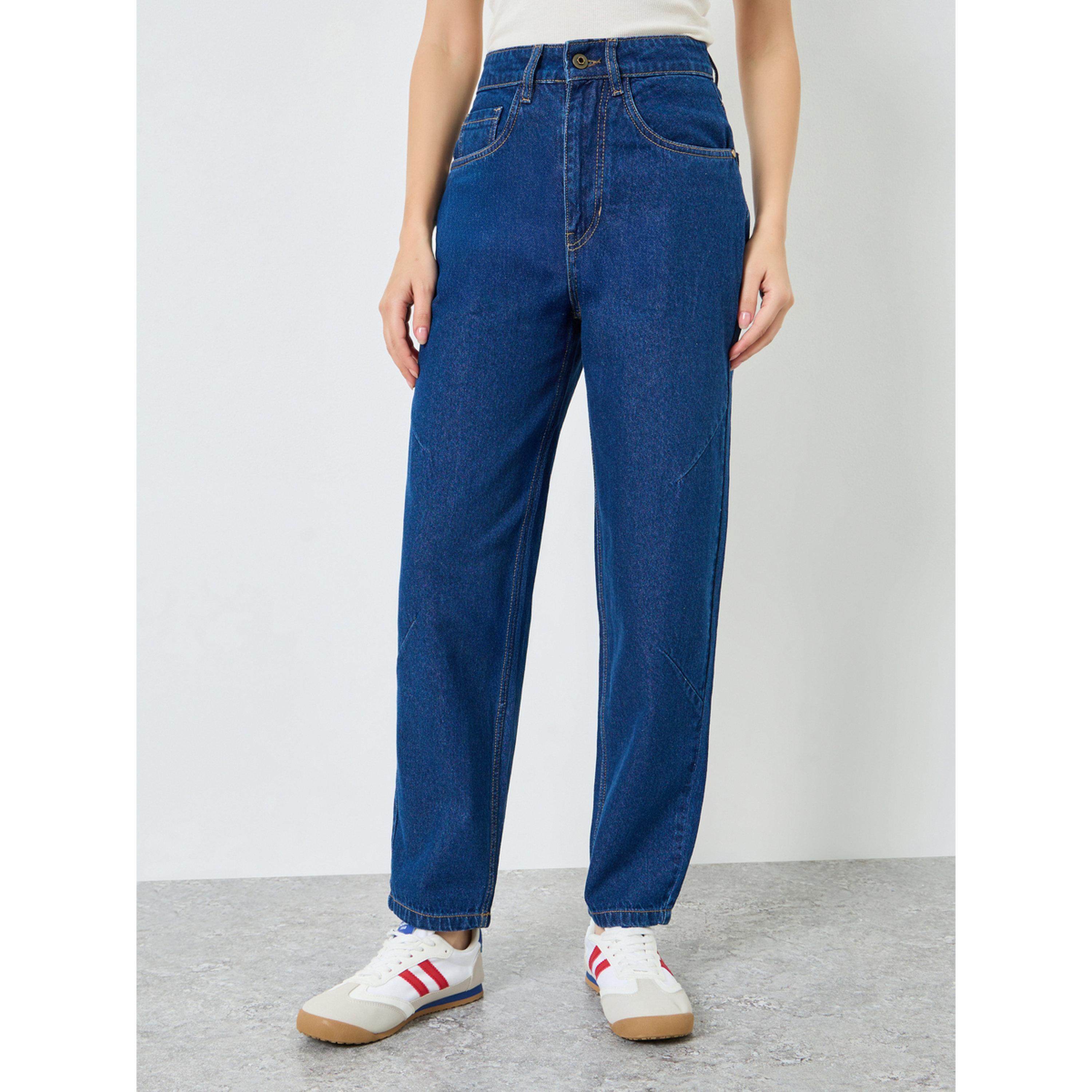 Styli Women Dark Blue Baggy Fit Jeans-women-clothing-bottoms-jeans-image-1