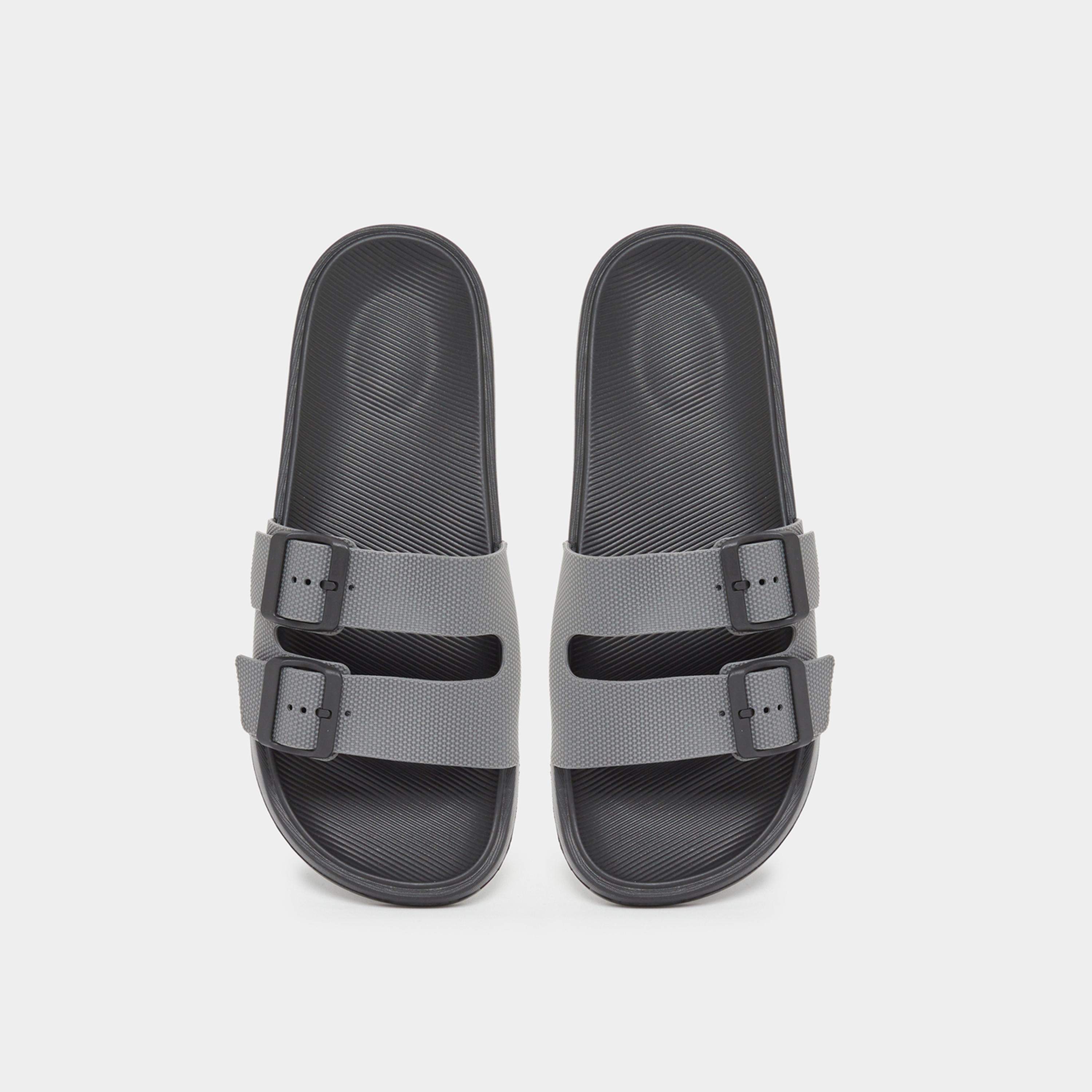 Styli Men Grey Buckle Detail Slides-men-shoes-flipflopsandslides-image-5