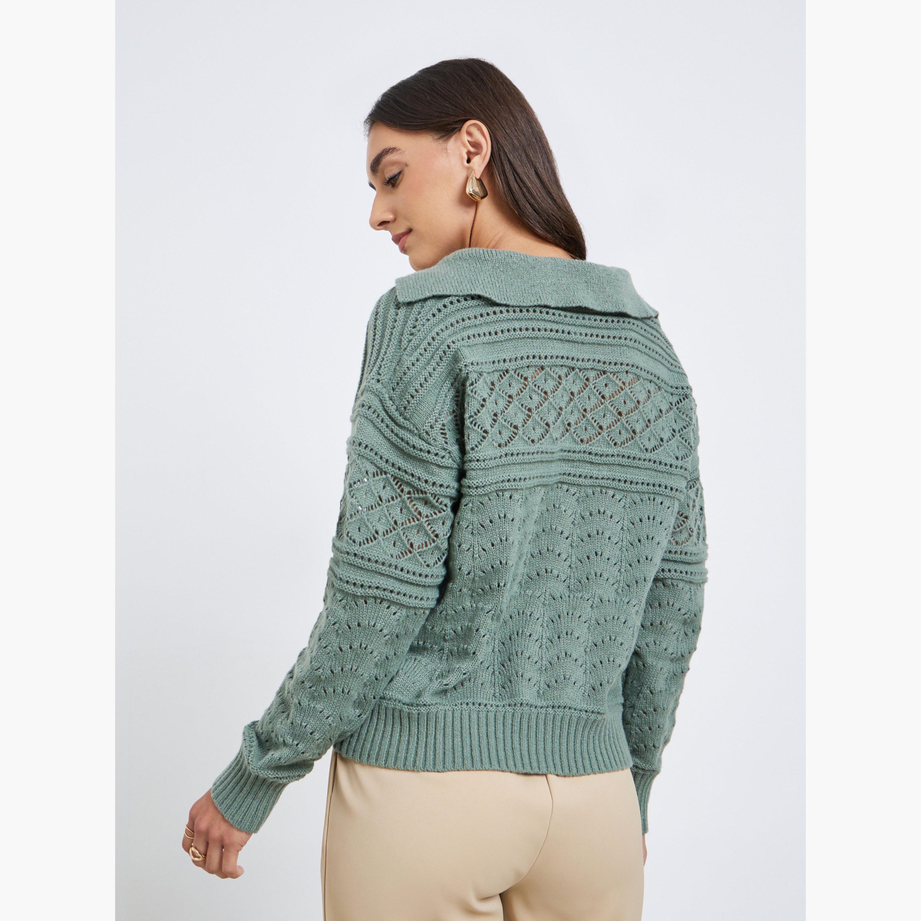 Styli Green Knit Long Sleeve Top-women-clothing-shirtsandblouses-blouses-image-3