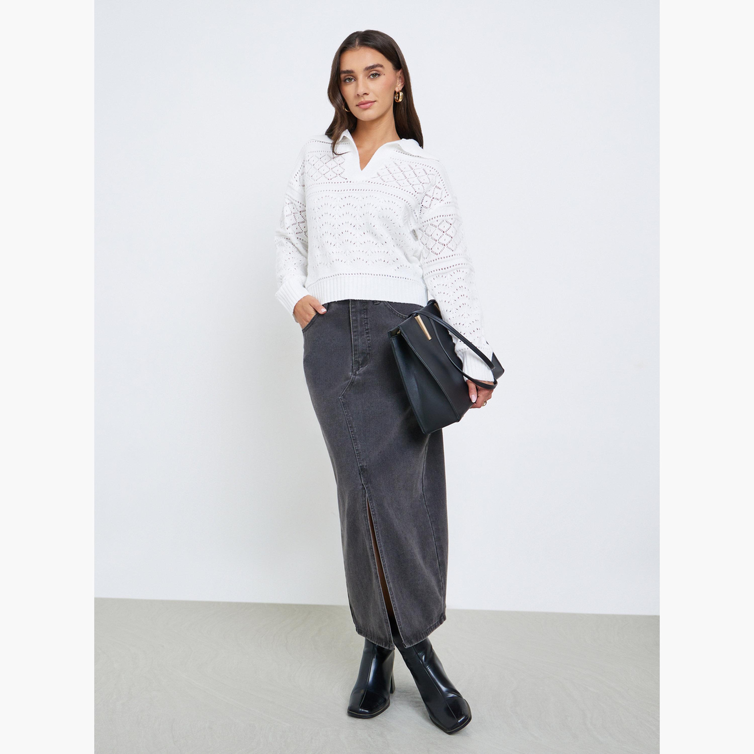 Styli White Knit Long Sleeve Top-women-clothing-shirtsandblouses-blouses-image-2