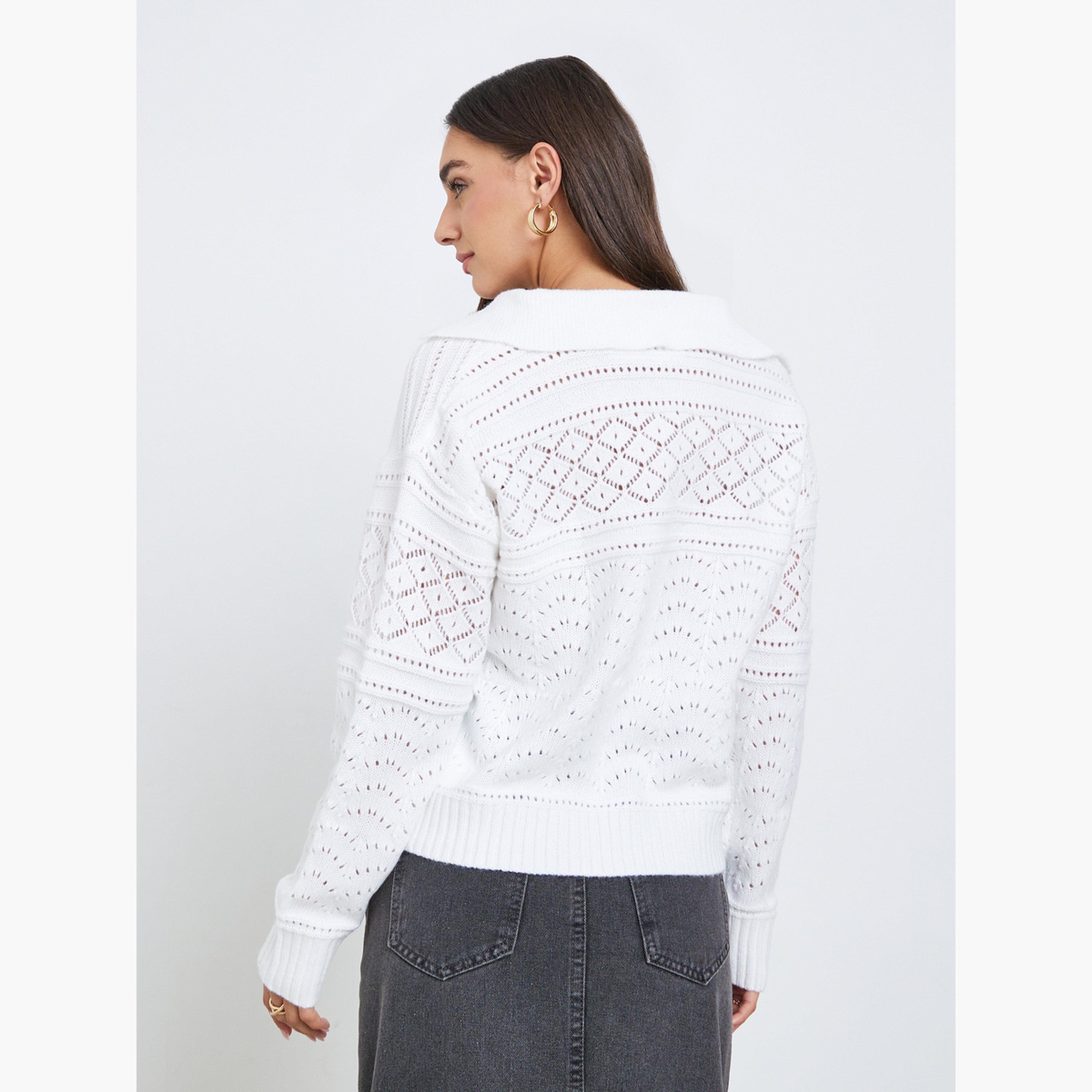 Styli White Knit Long Sleeve Top-women-clothing-shirtsandblouses-blouses-image-4
