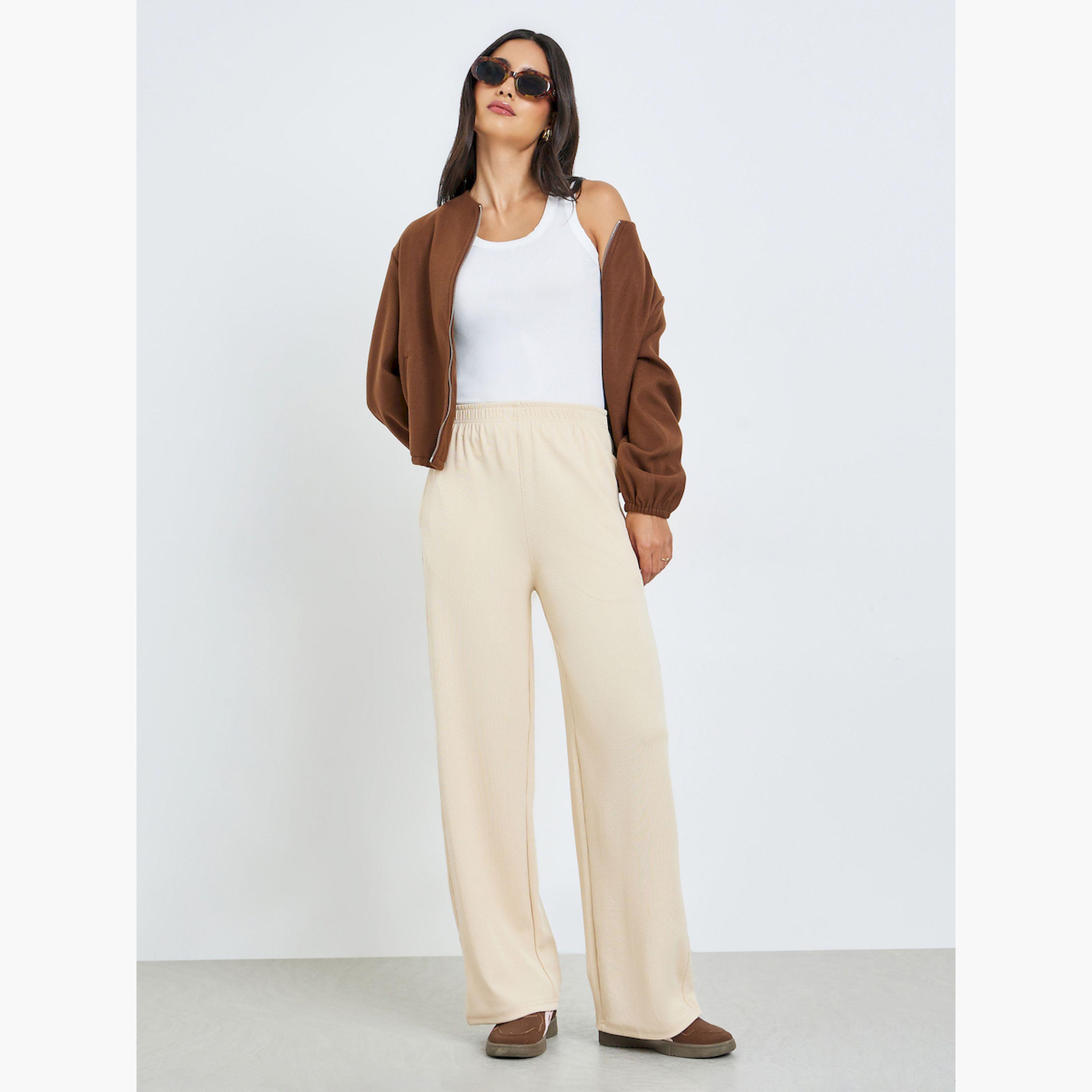 Styli Beige Relaxed Fit Joggers-women-clothing-bottoms-joggers-image-2
