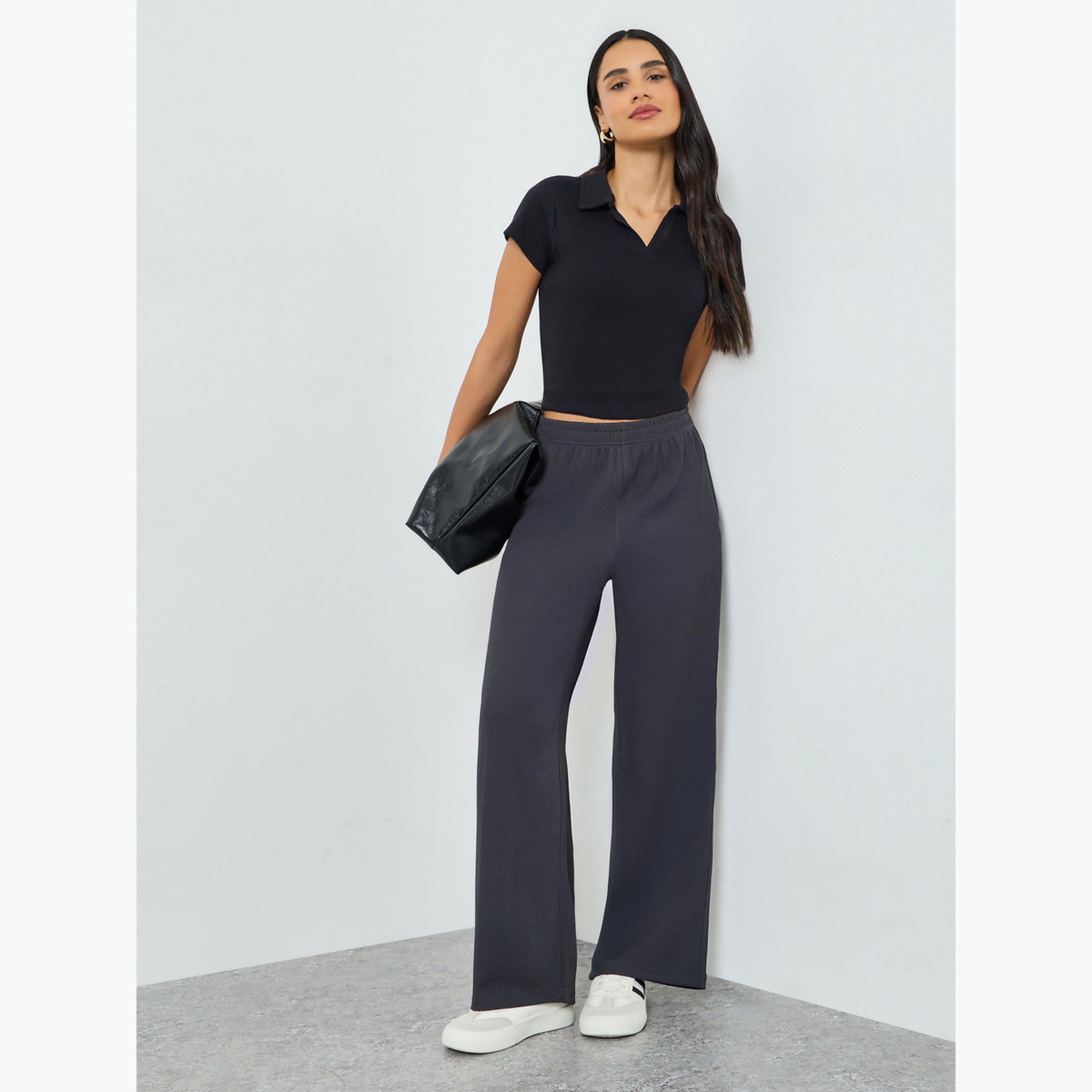 Styli Charcoal Wide Leg Joggers with Drawstring-women-clothing-bottoms-joggers-image-2