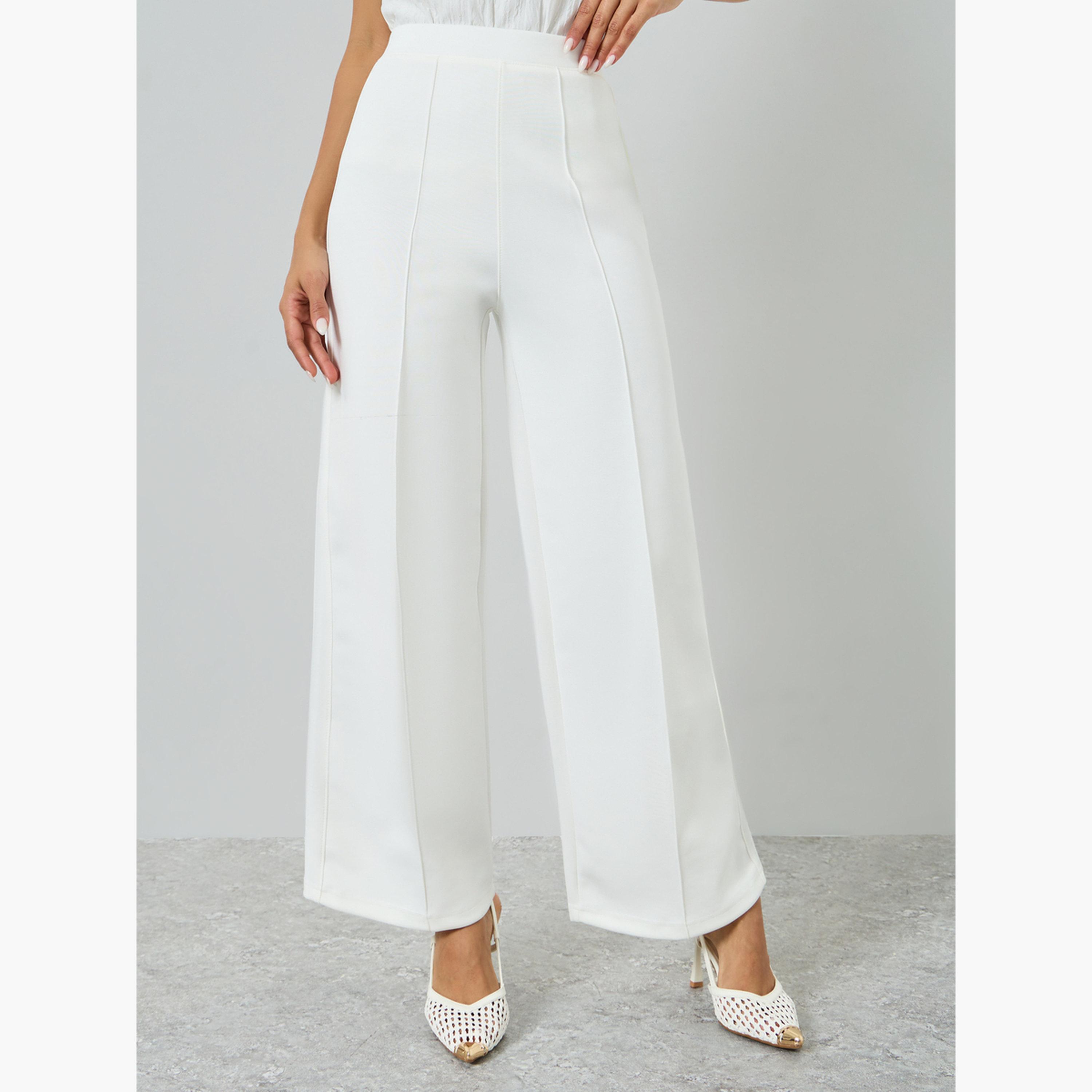 Styli Off White Wide Leg Scuba Pants-women-clothing-bottoms-trousers-image-1