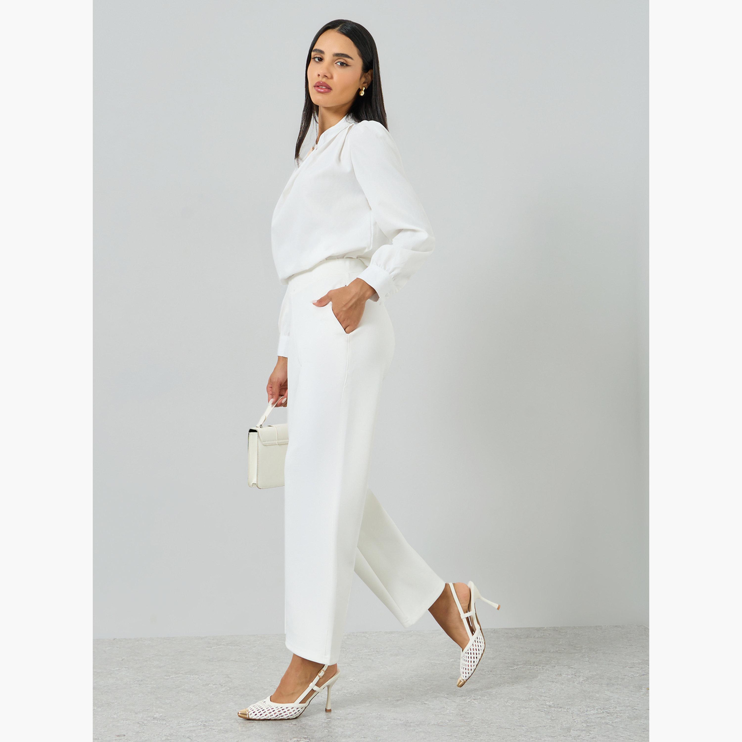 Styli Off White Straight Fit Scuba Pants-women-clothing-bottoms-joggers-image-2