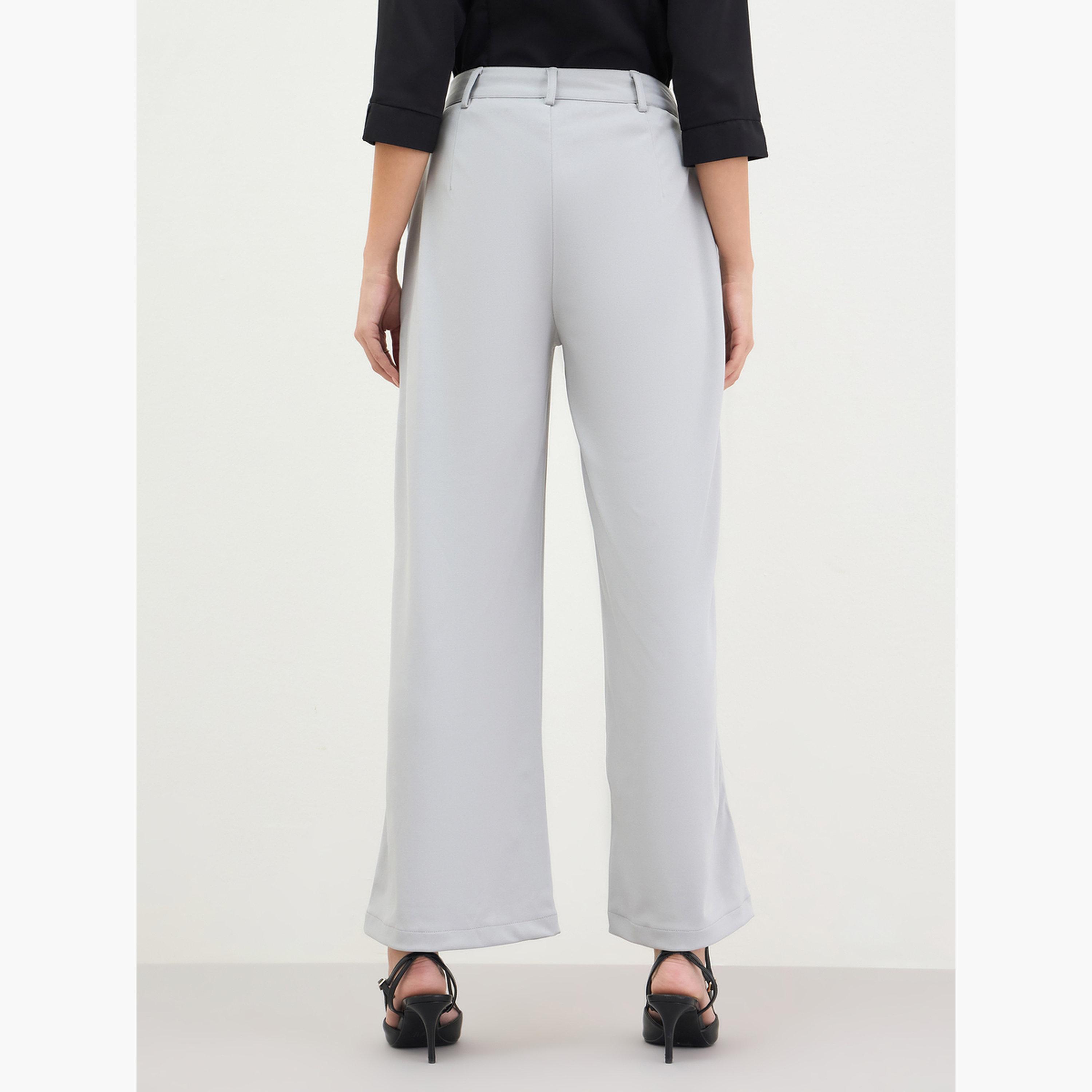 Styli Women Grey Straight Leg Trousers-women-clothing-bottoms-trousers-image-4
