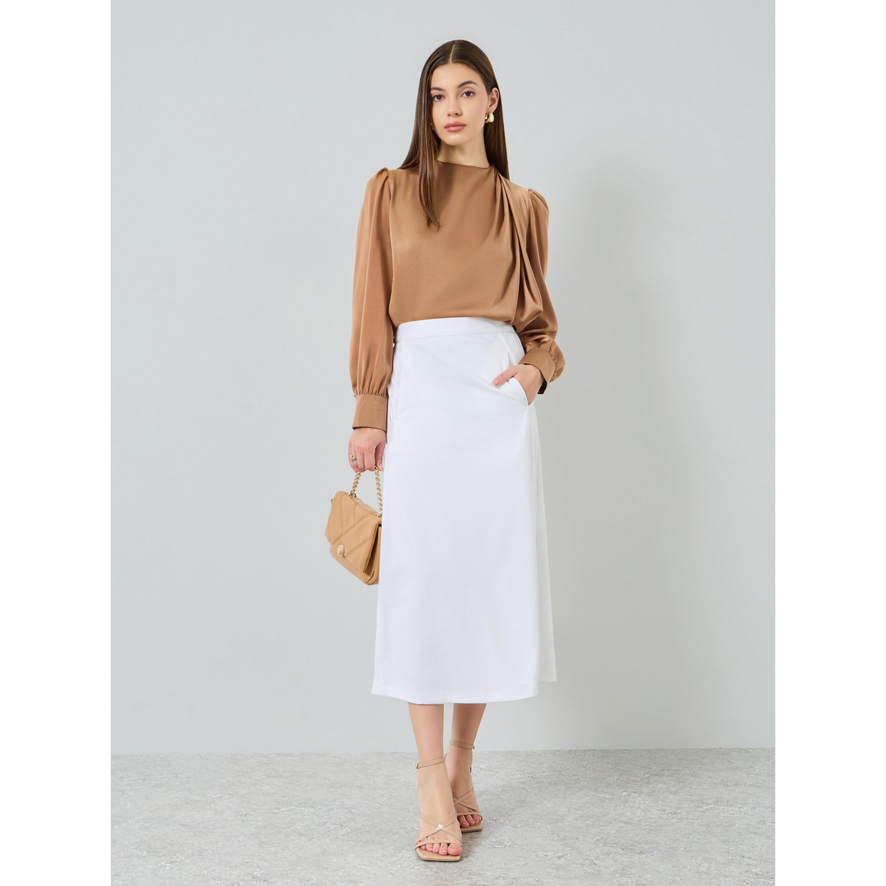 Styli White Formal Midi Skirt with Side Seam Pocket-women-clothing-bottoms-skirts-image-2