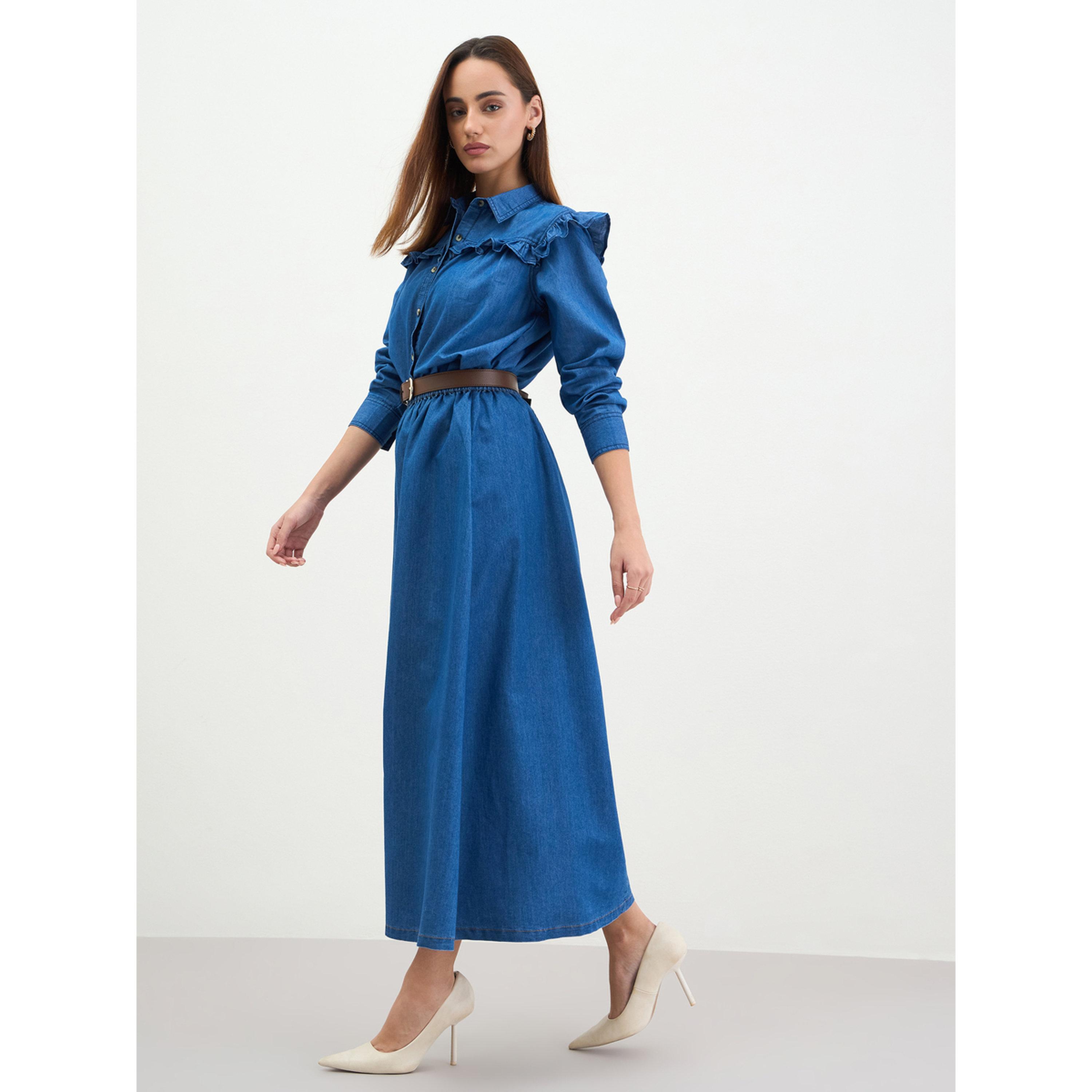 تنورة طويلة دنيم بخصر مطاطي-women-clothing-bottoms-jeans-image-3