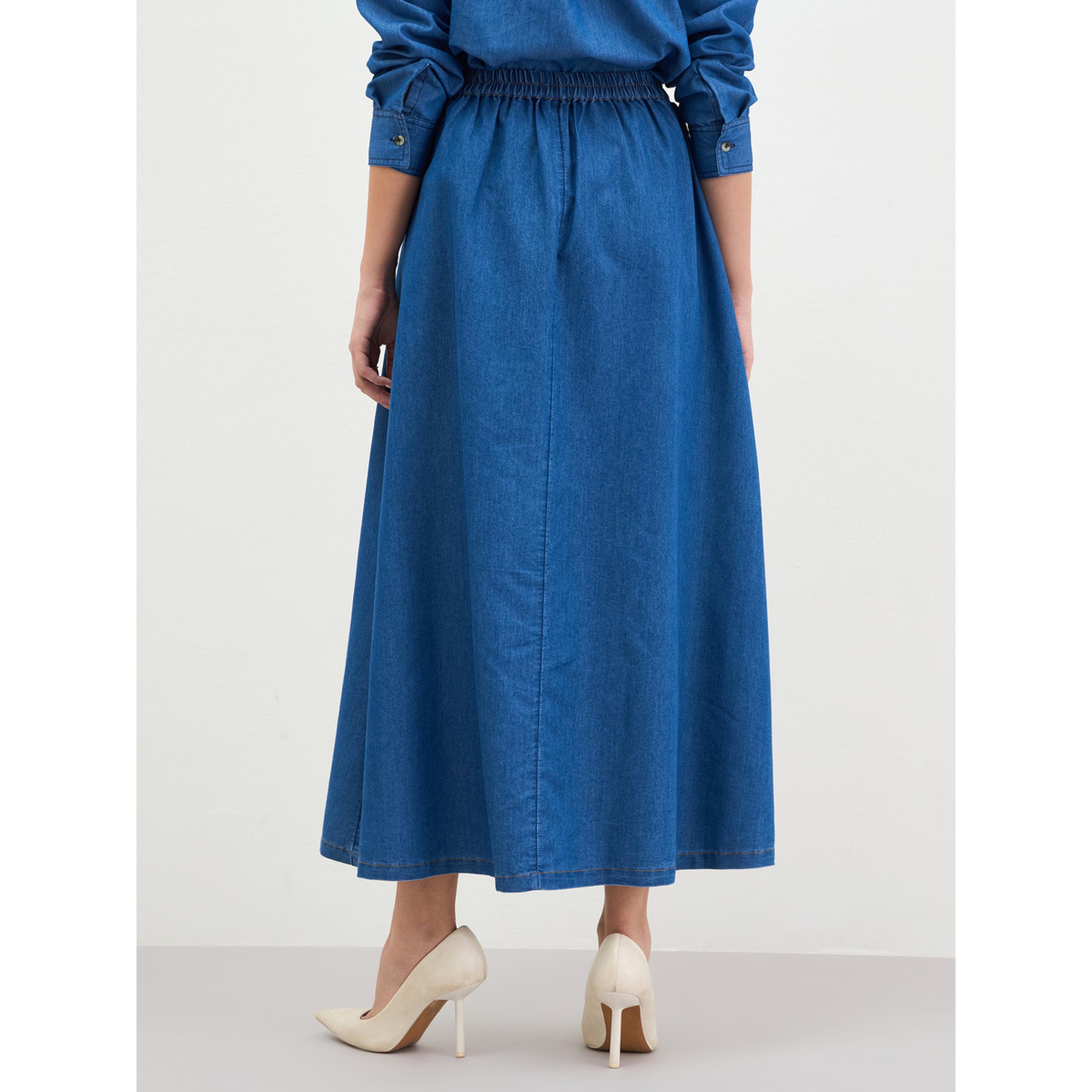 Styli Blue Denim Maxi Skirt with Elastic Waistband-women-clothing-bottoms-jeans-image-5