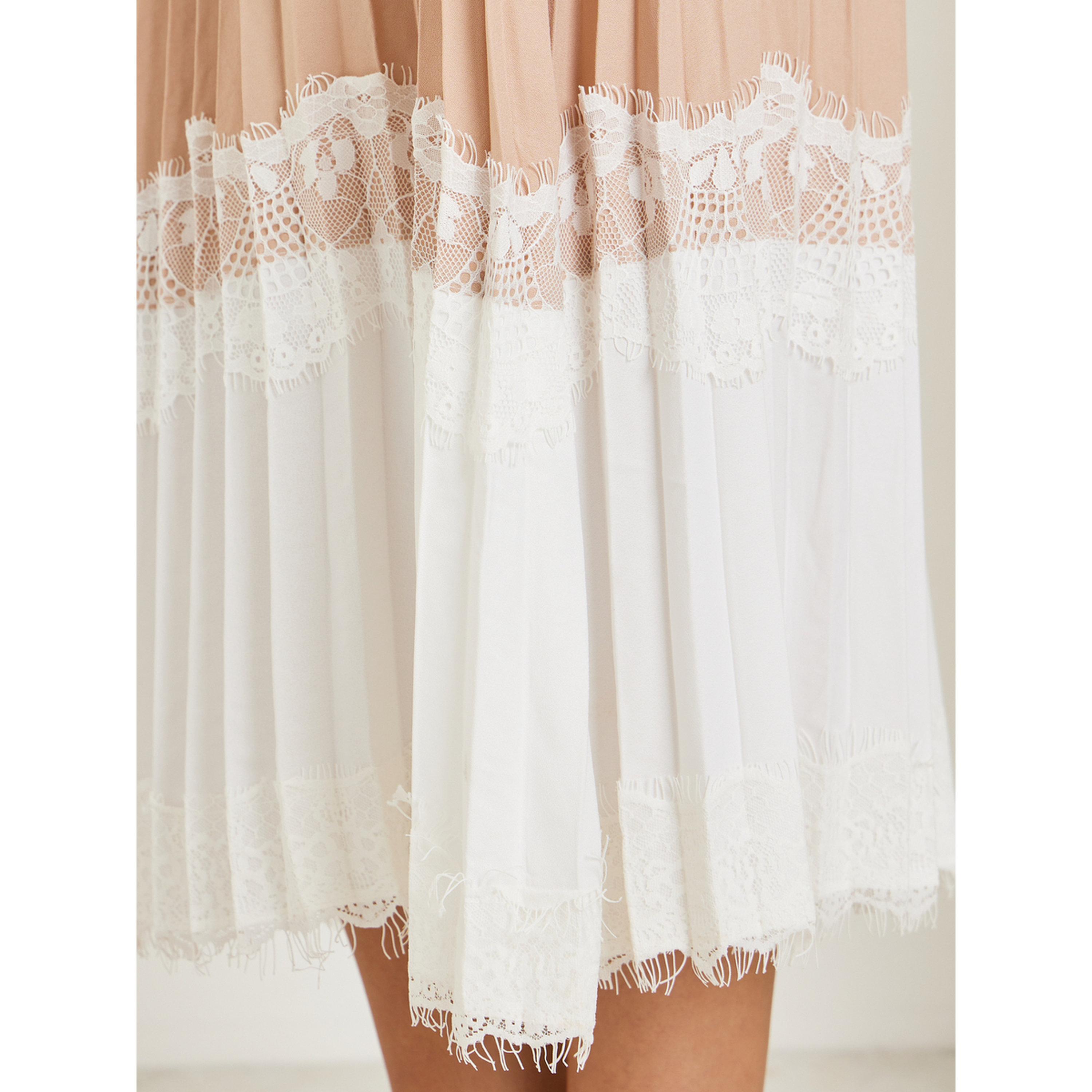 Styli Beige Pleated Midi Skirt with Lace Trim-women-clothing-bottoms-skirts-image-3
