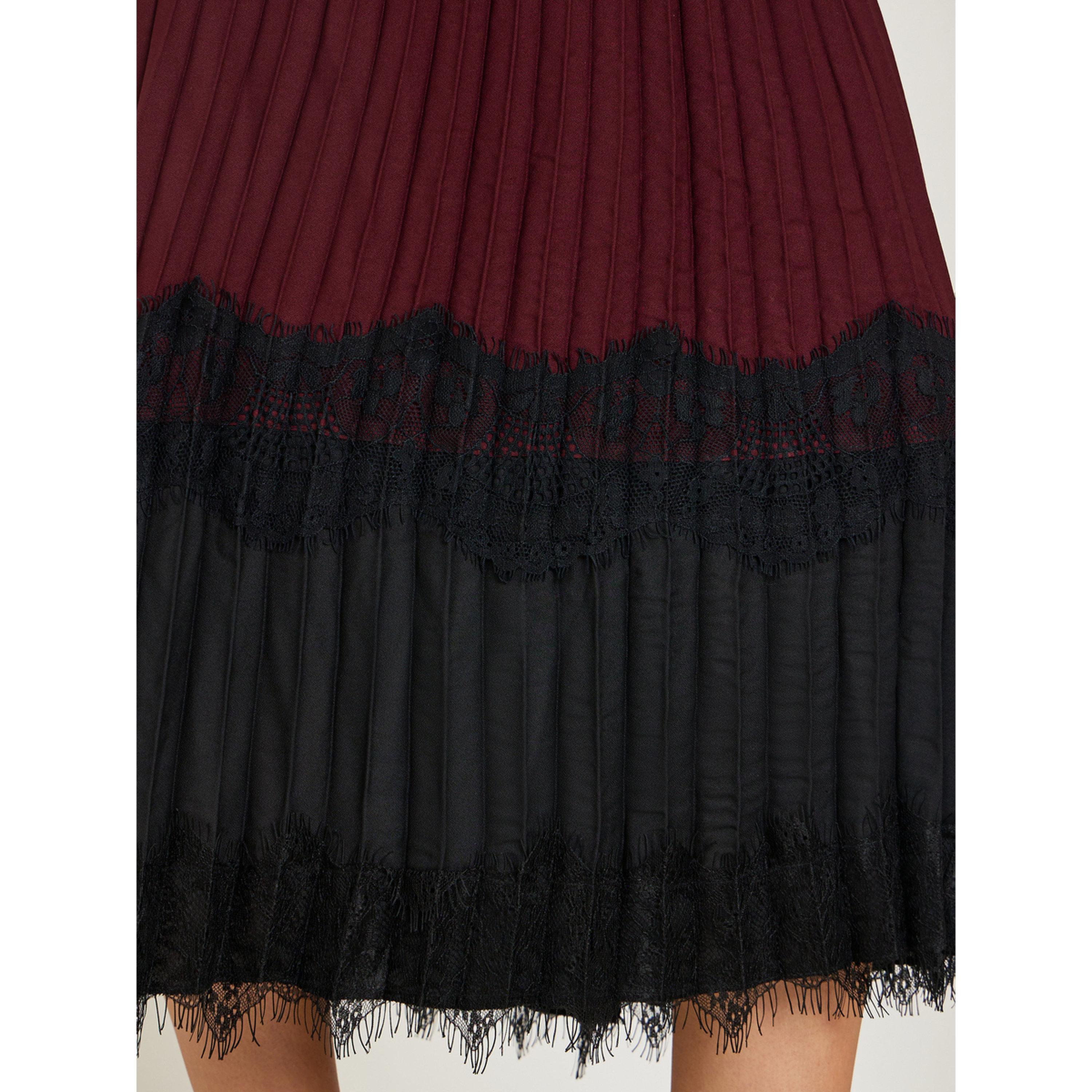 تنورة ميدي بكسرات وحواف دانتيل-women-clothing-bottoms-skirts-image-3