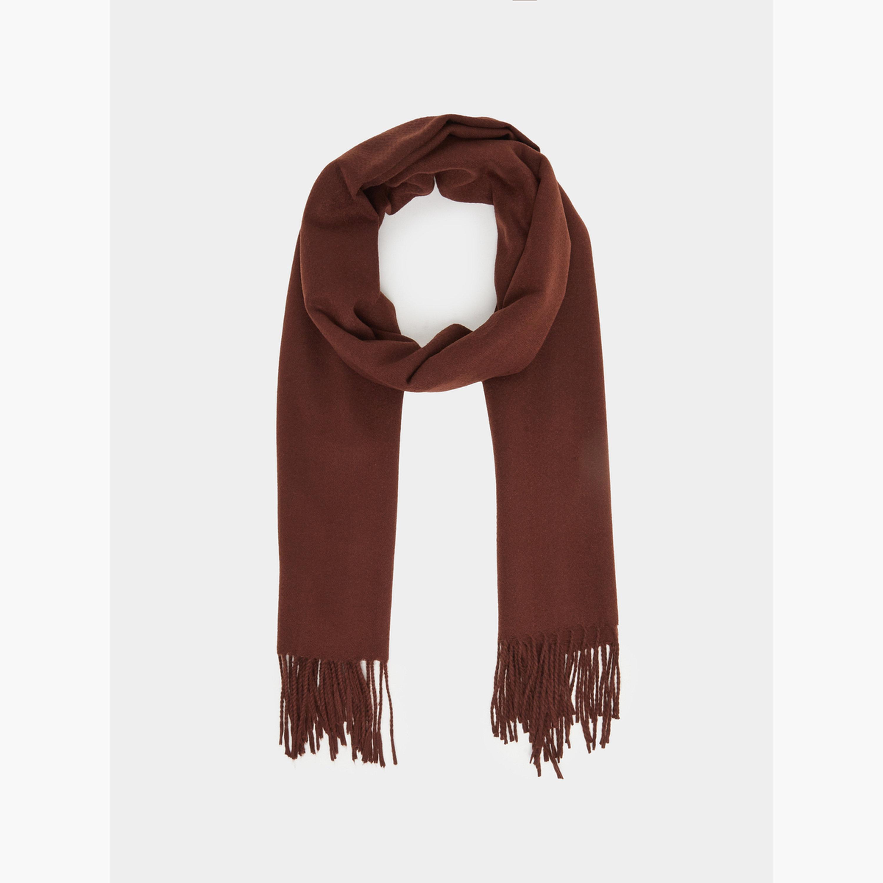 Styli Coffee Brown Fringed Scarf-women-winterwear-scarves-image-1