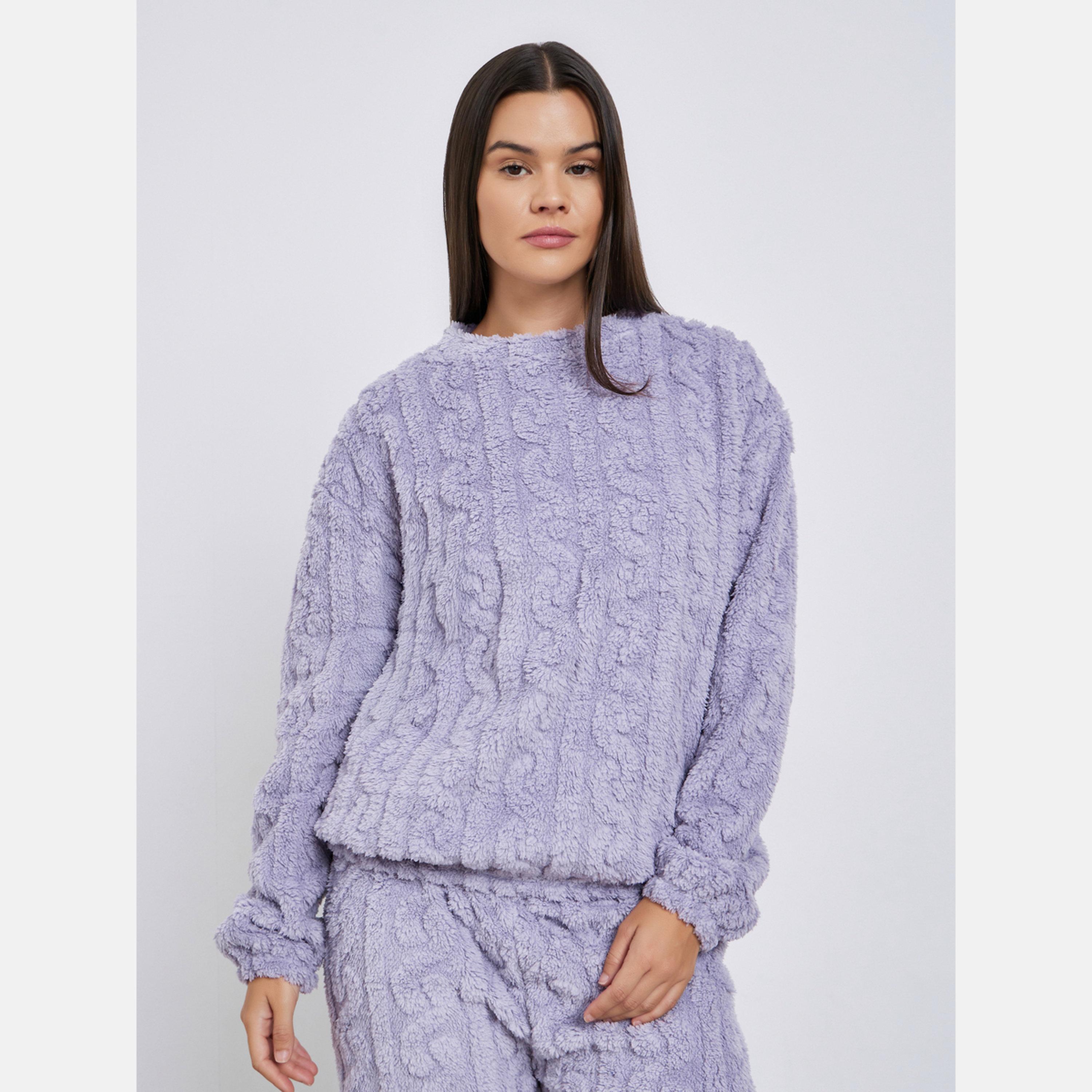 ستايلي - بيجاما قميص بأكمام طويلة من الصوف الكابلي-women-clothing-nightwear-pyjamas-longsets-image-2