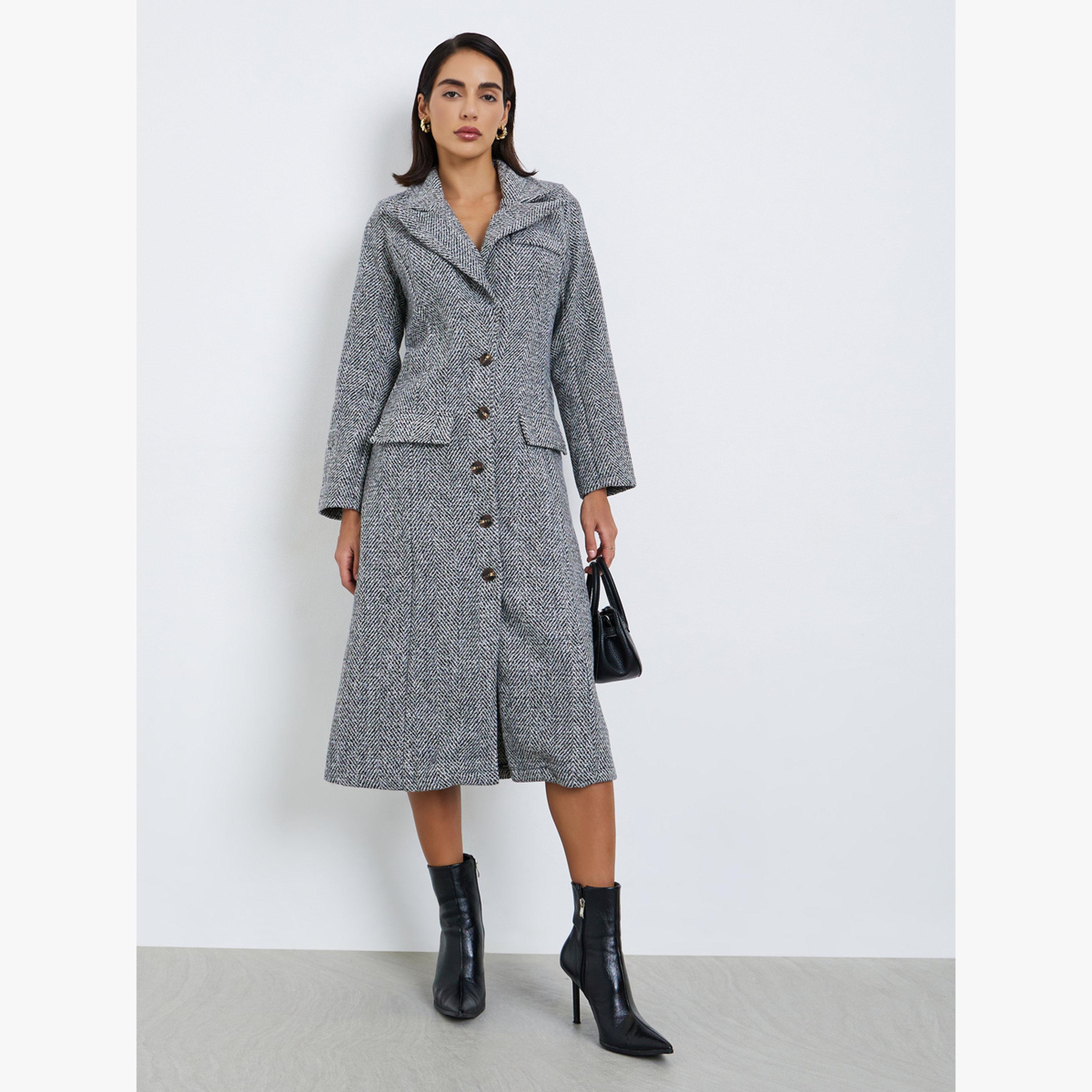 Styli Grey Tweed Look Blazer Midi Dress-women-clothing-dresses-image-1