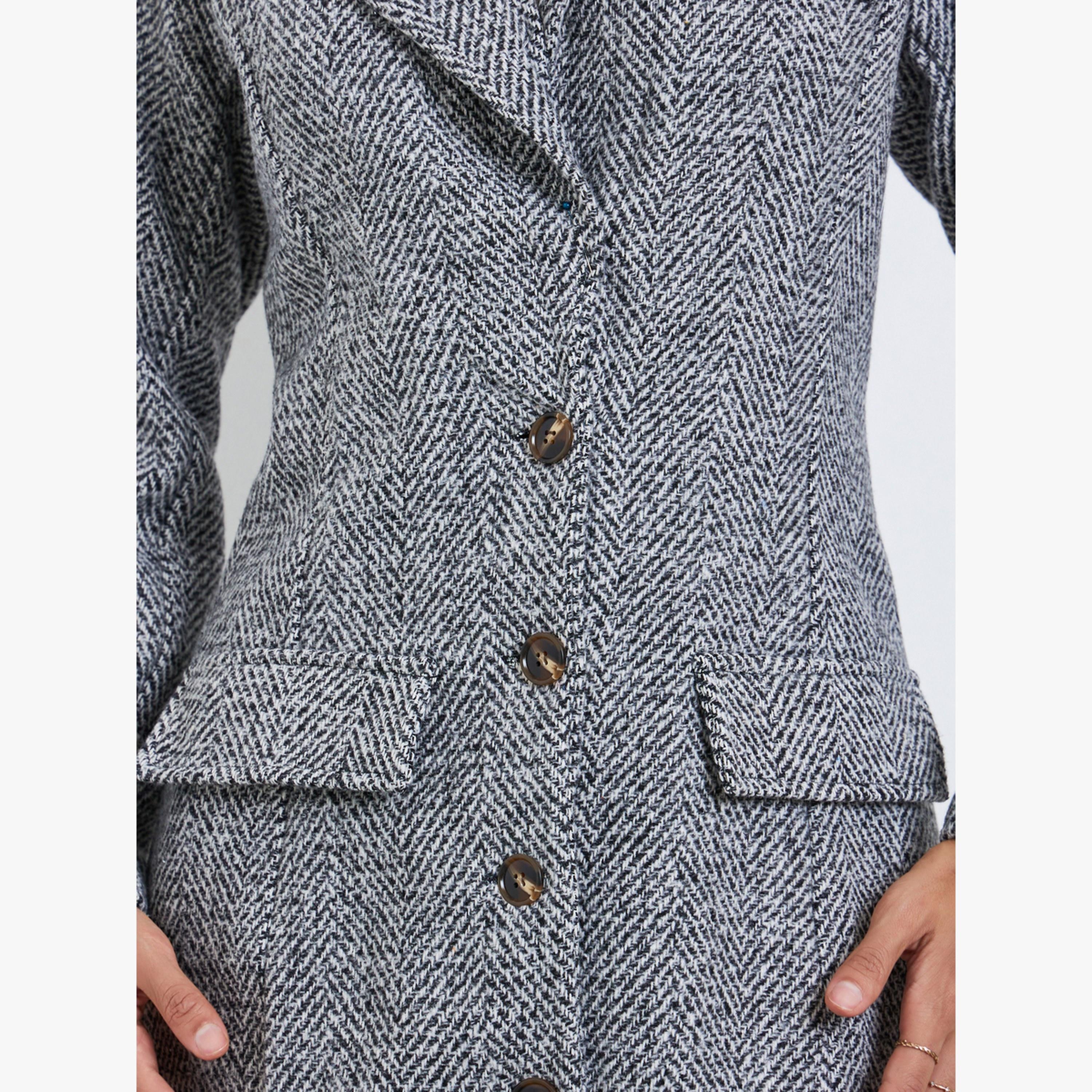 Styli Grey Tweed Look Blazer Midi Dress-women-clothing-dresses-image-4