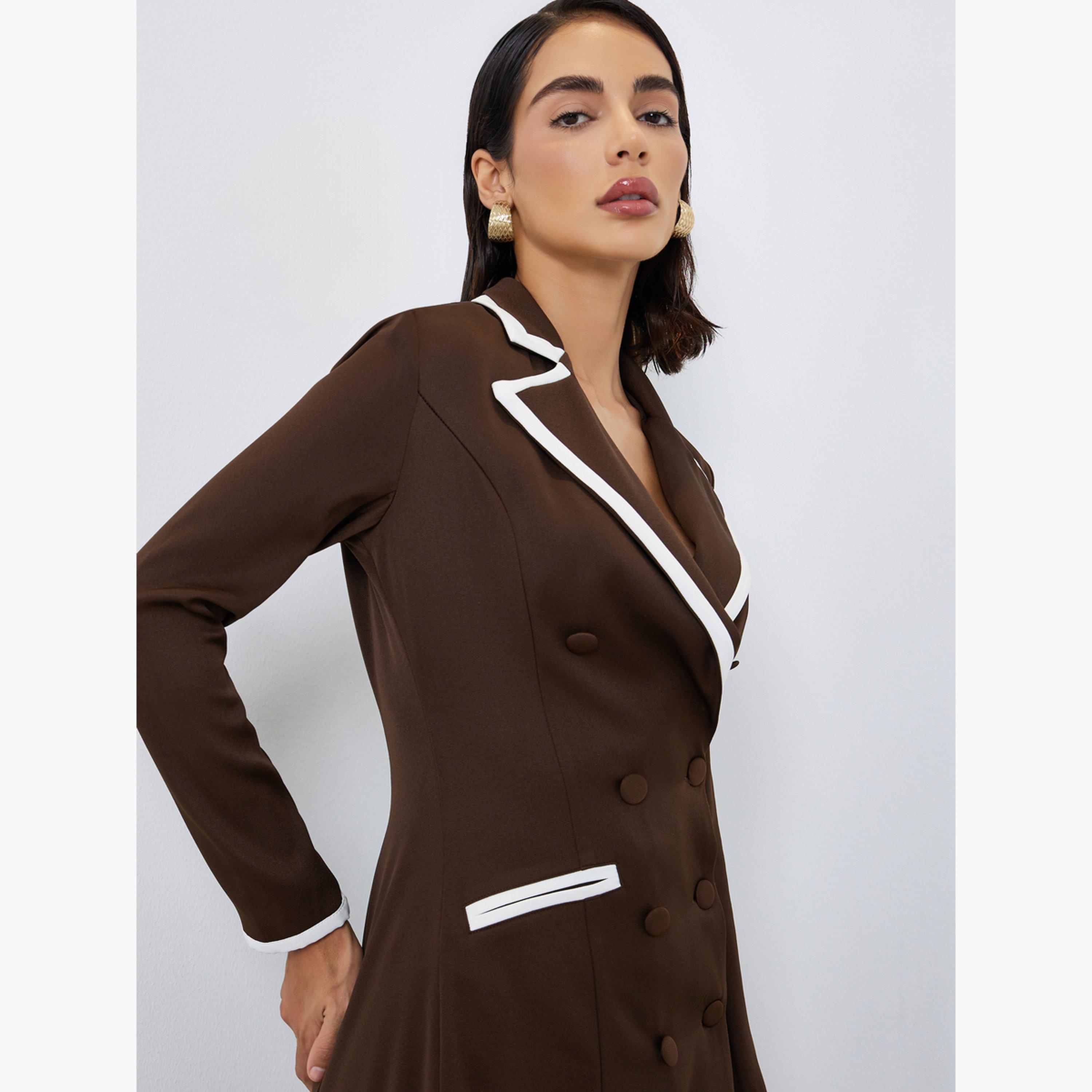 فستان بليزر بطول الركبة وحواف متباينة-women-clothing-dresses-image-3
