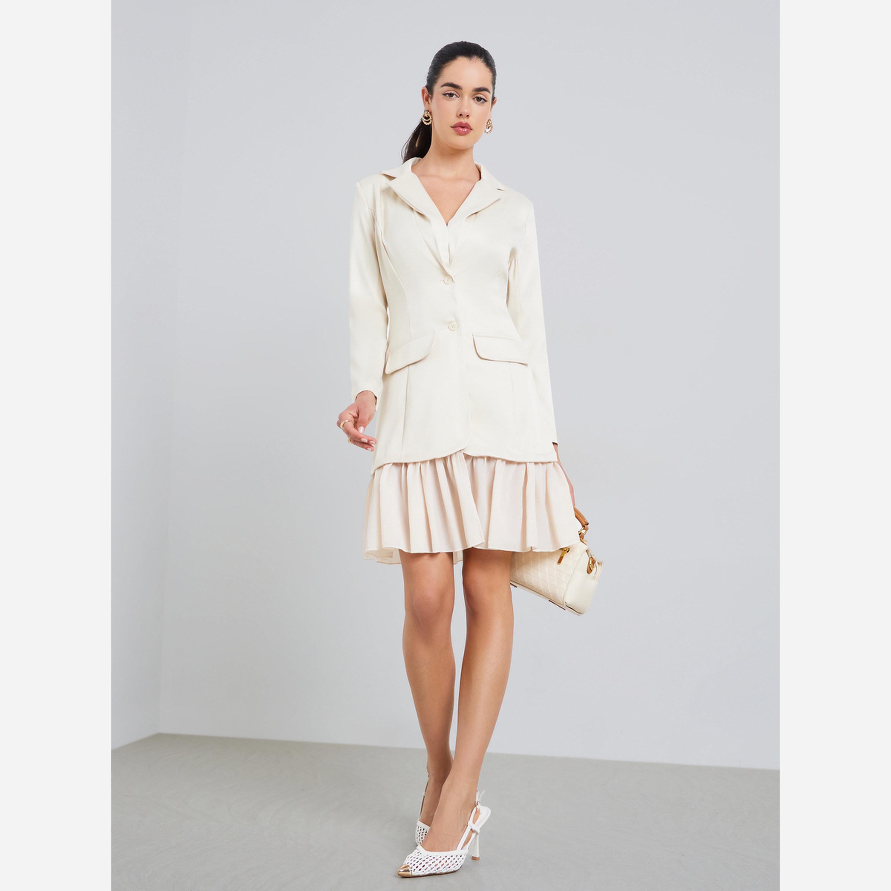 Styli Women White Long Sleeves Blazer Mini Dress-women-clothing-dresses-image-2