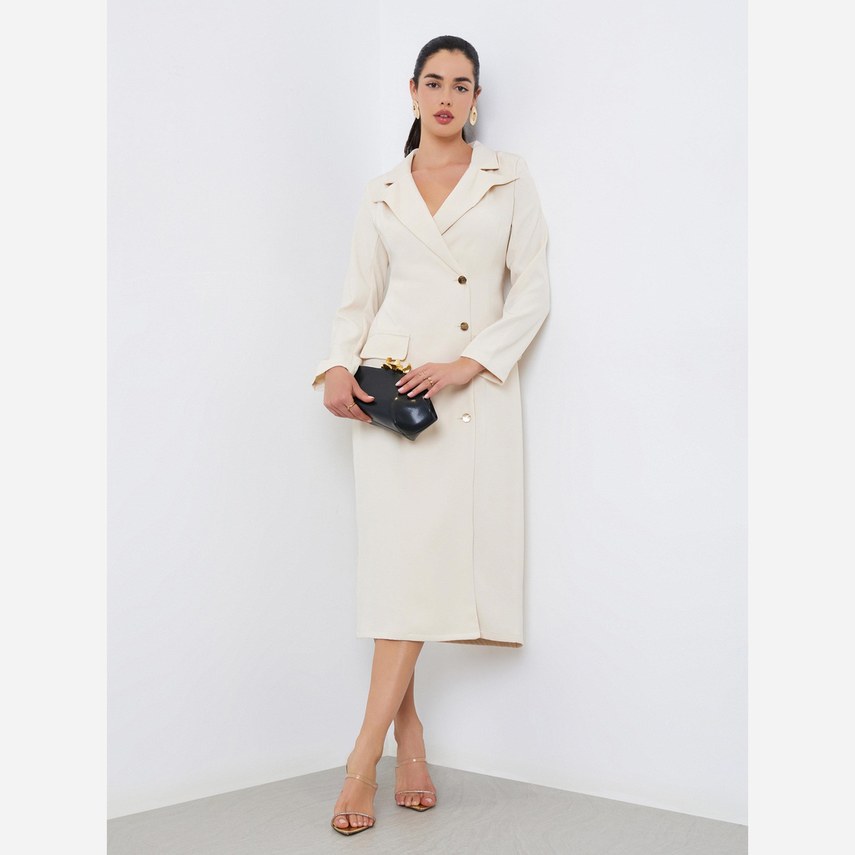 ستايلي - فستان متوسط الطول لون أبيض-women-clothing-dresses-image-1