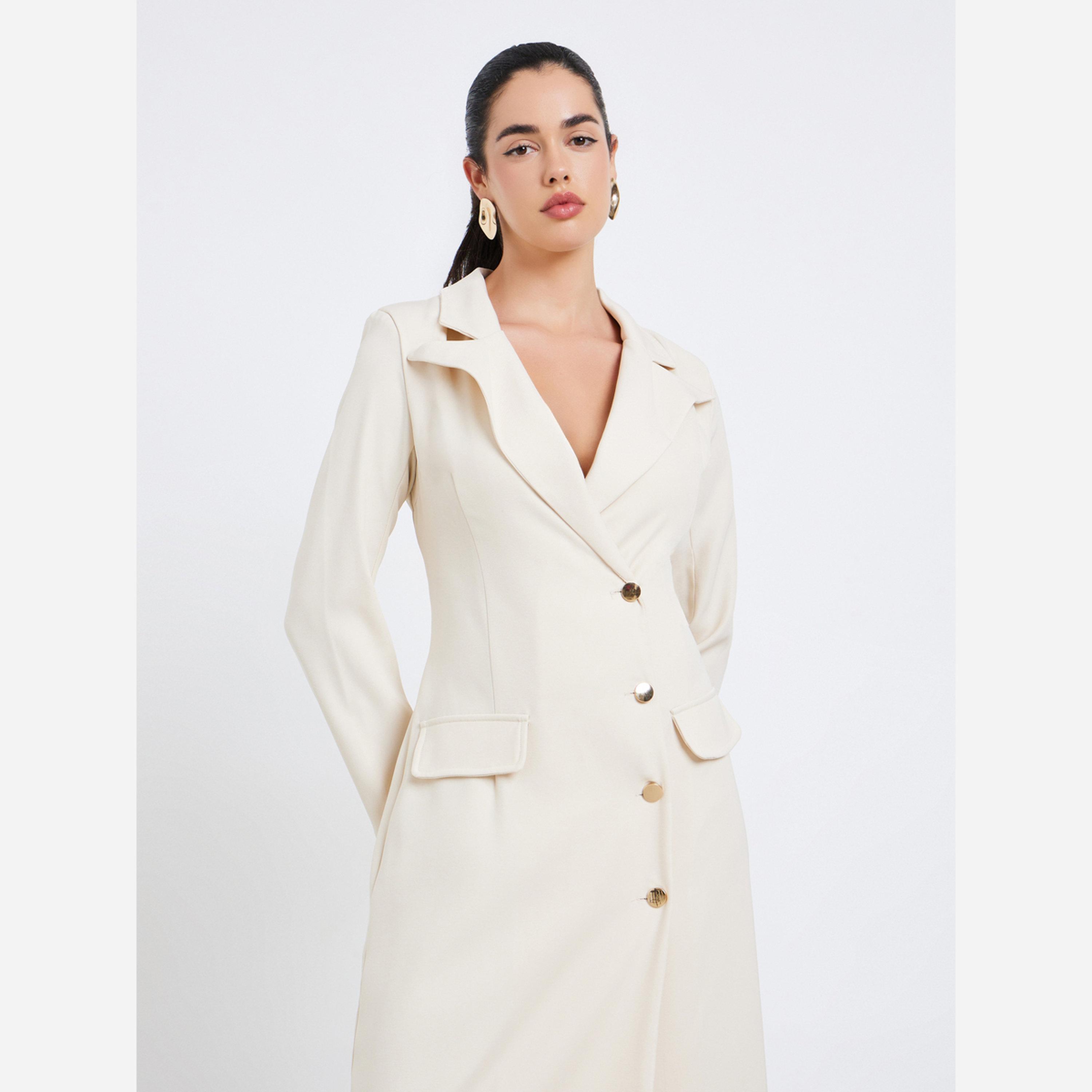 ستايلي - فستان متوسط الطول لون أبيض-women-clothing-dresses-image-4