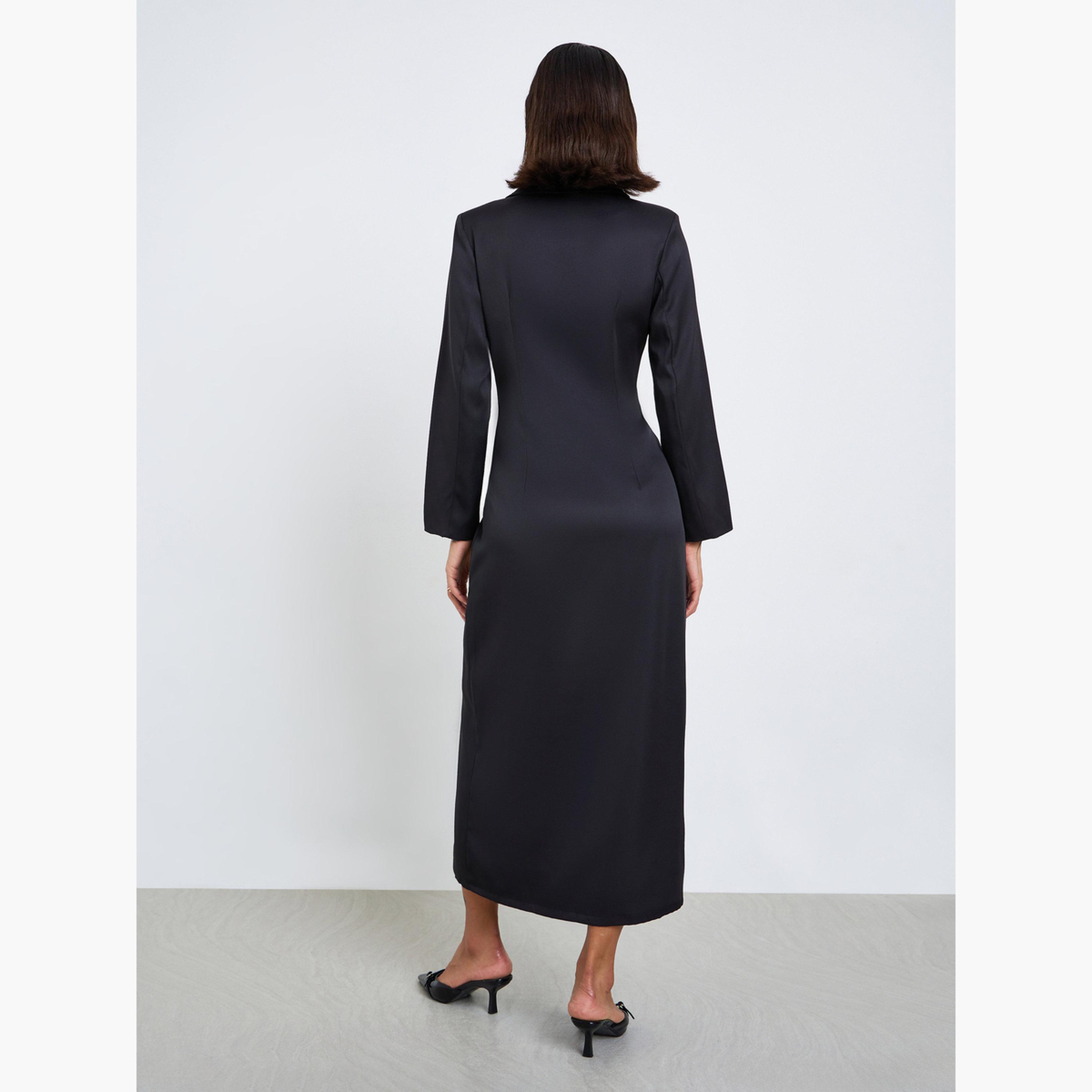 Styli Black Double Breasted Blazer Maxi Dress-women-clothing-dresses-image-4