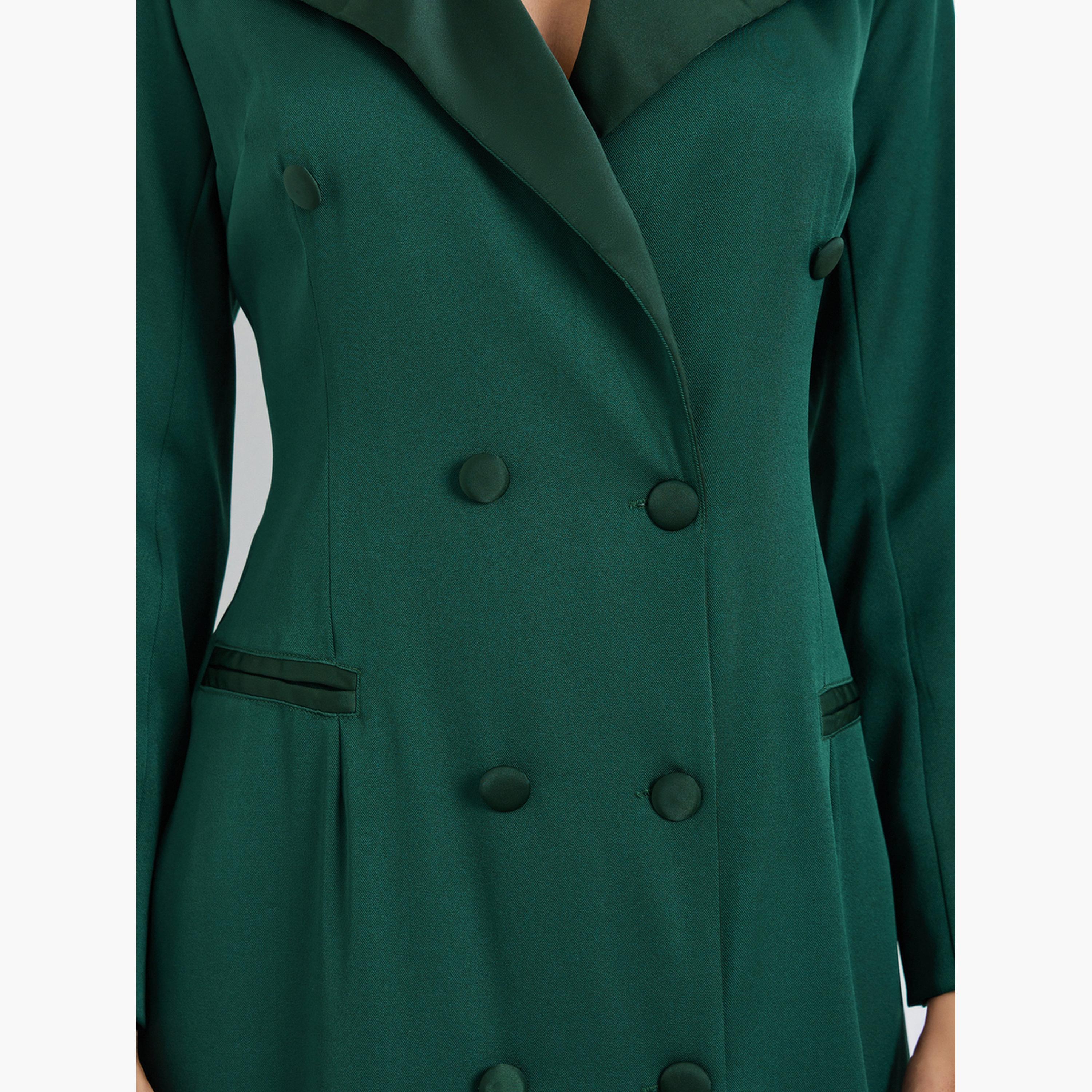 Styli Green Double Breasted Blazer Maxi Dress-women-clothing-dresses-image-5