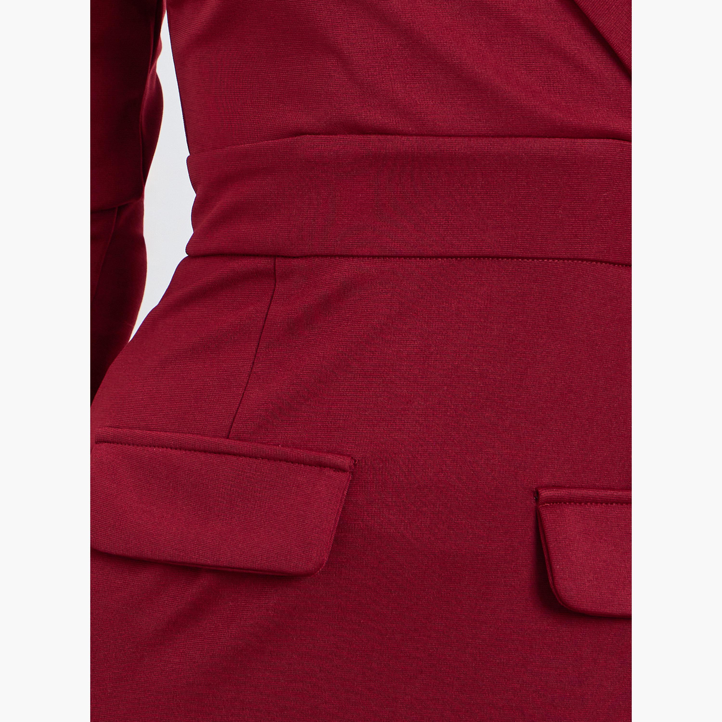 ستايلي - فستان متوسط ​​الطول بحافة حورية البحر لون مارون-women-clothing-dresses-image-5
