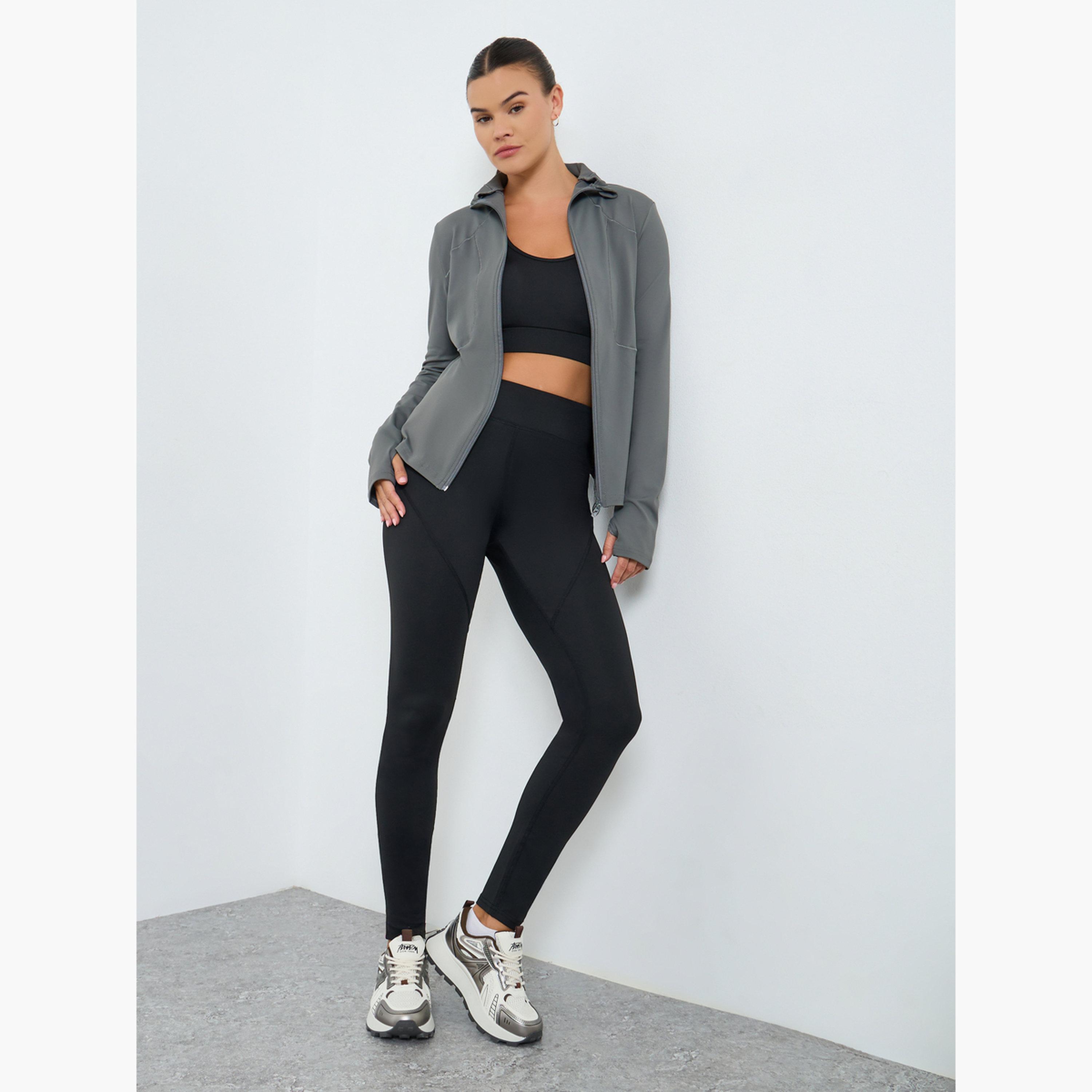 ستايلي - جاكيت بسحاب وأكمام طويلة وتفاصيل خياطة-women-clothing-sportswearandactivewear-coatsandjackets-jackets-image-2